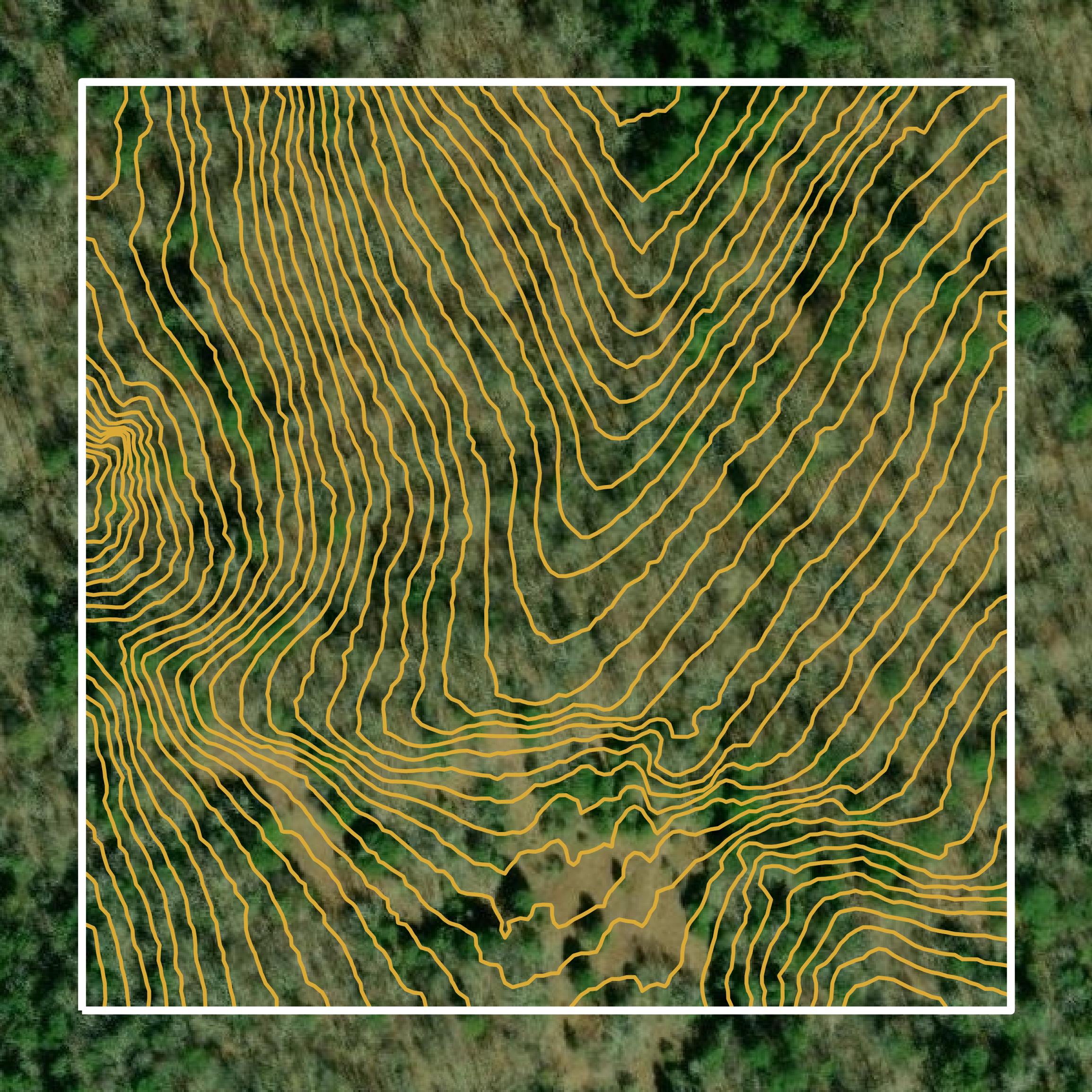 This image shows a contour map in Autauga County created using GIS data in Equator.