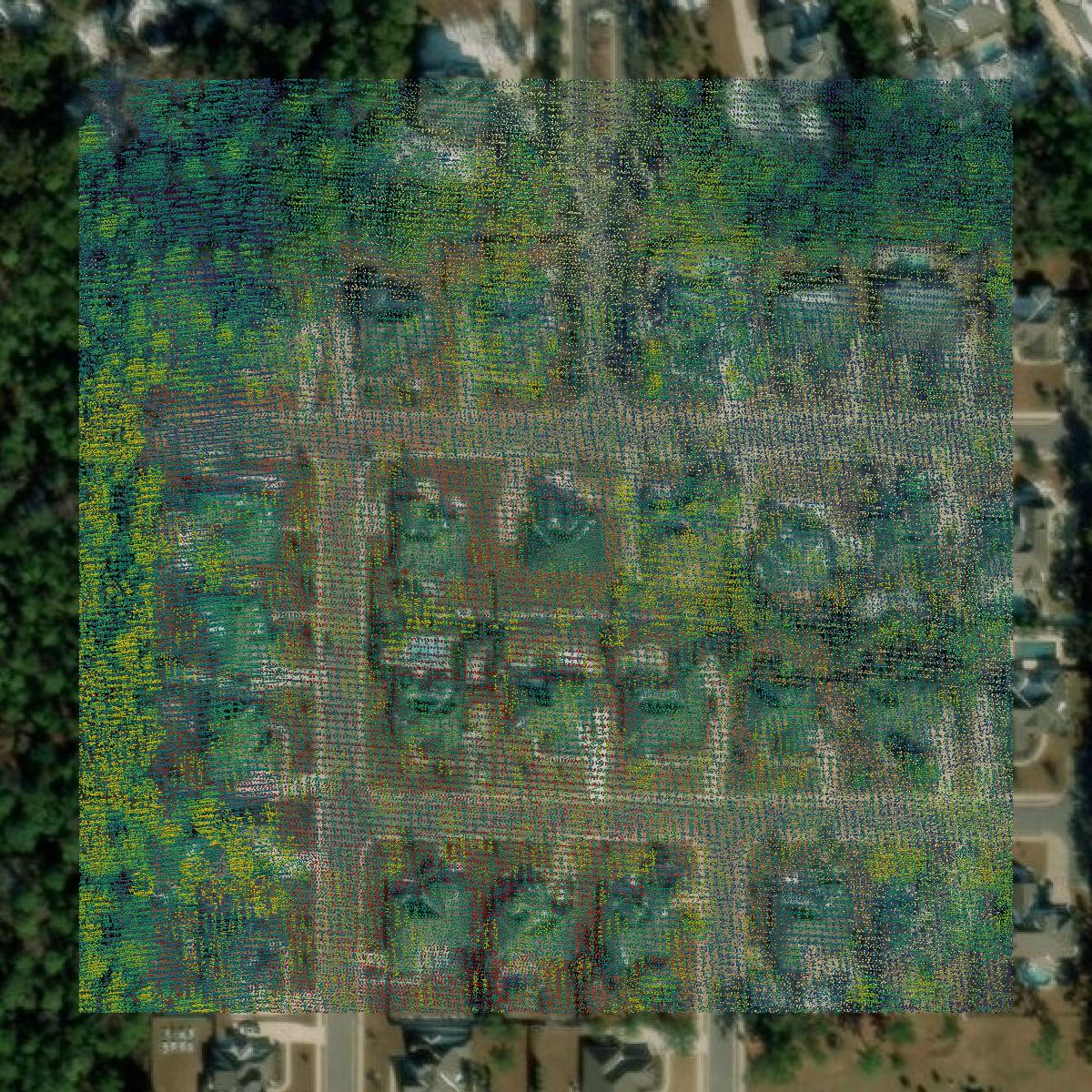 This image shows a LiDAR point cloud in Baldwin County created using GIS data in Equator.