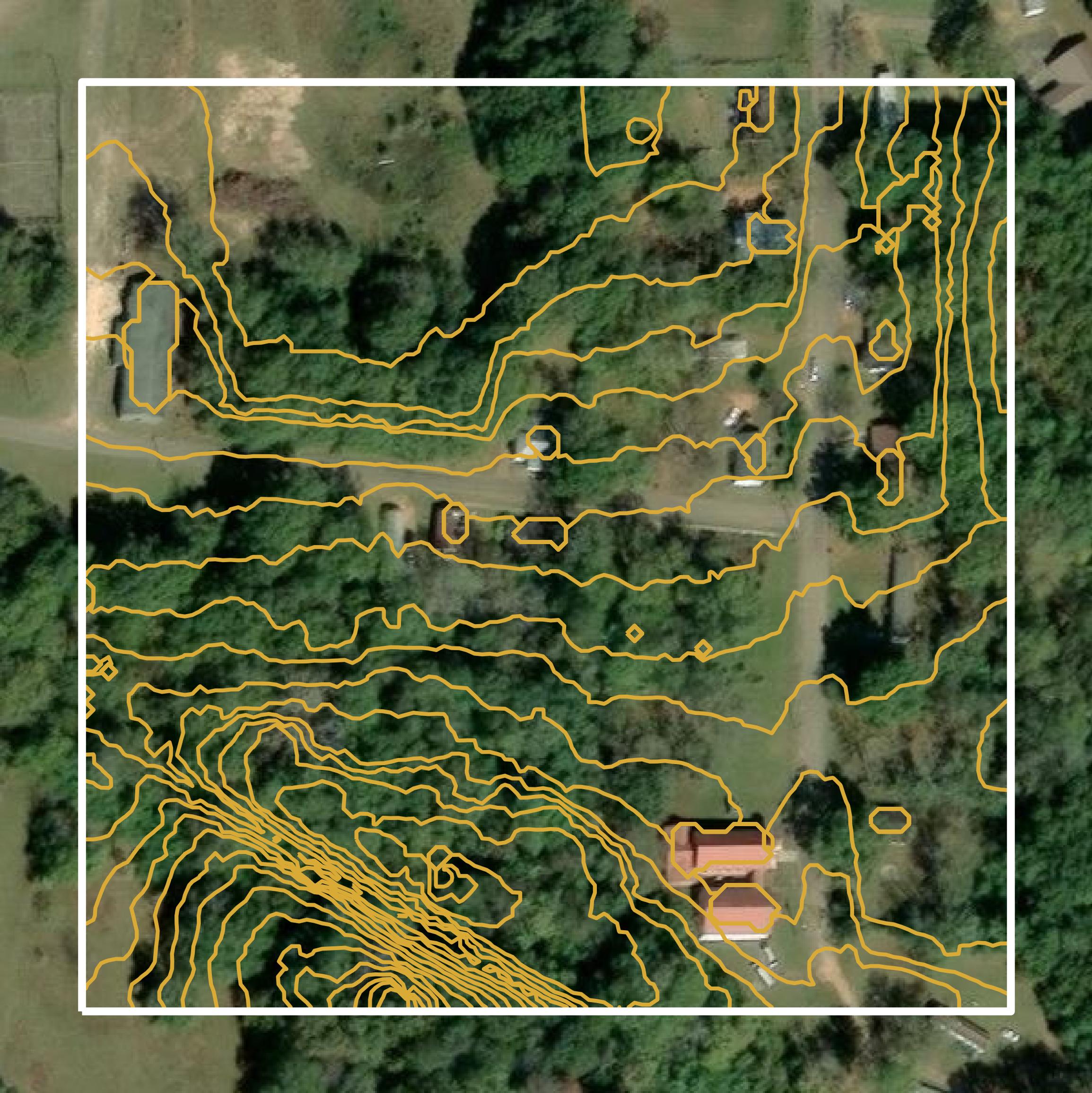 This image shows a contour map in Barbour County created using GIS data in Equator.