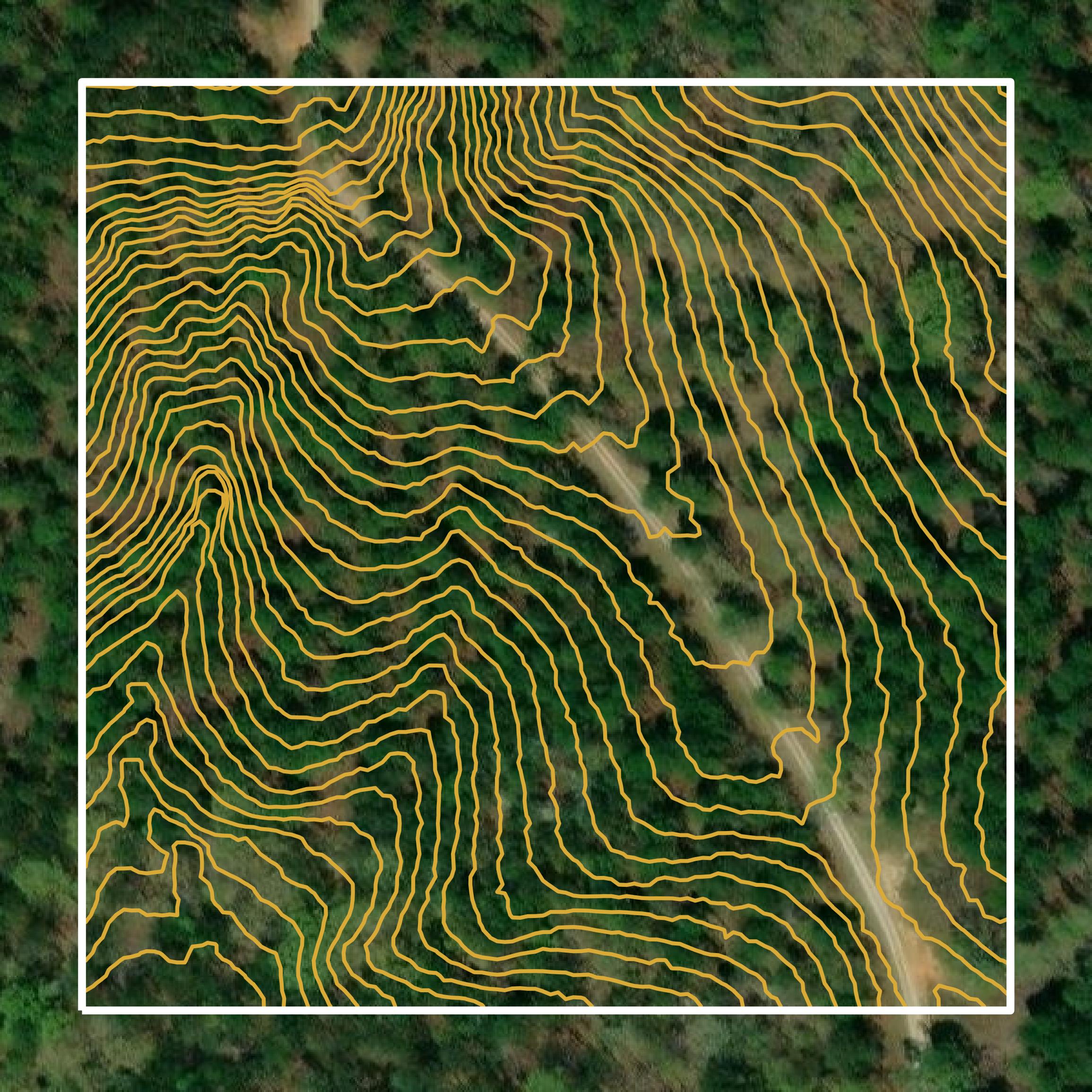 This image shows a contour map in Bibb County created using GIS data in Equator.