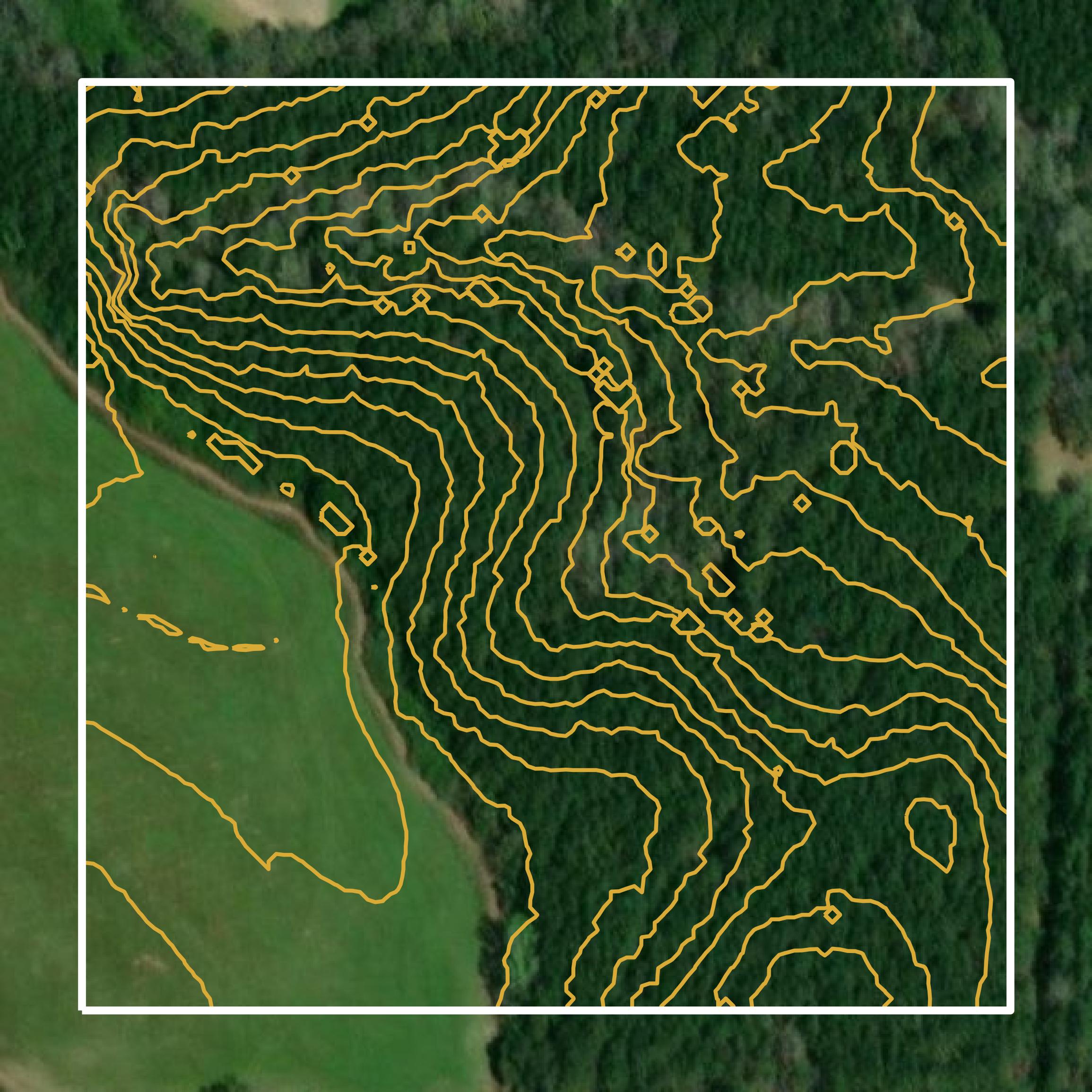 This image shows a contour map in Butler County created using GIS data in Equator.