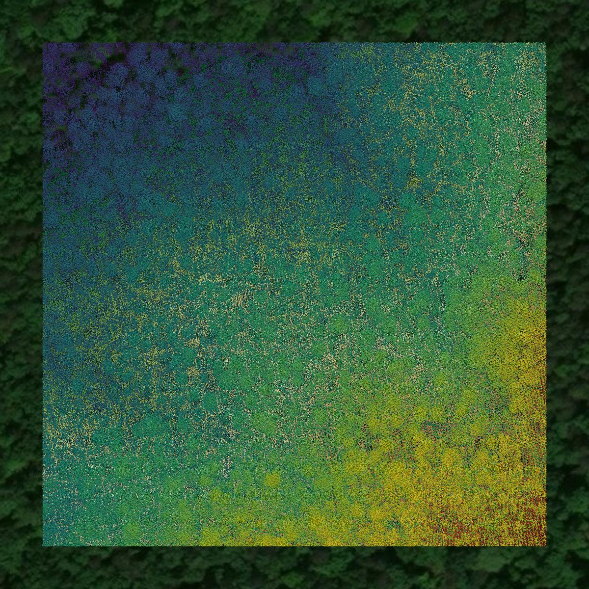 This image shows a LiDAR point cloud in Calhoun County created using GIS data in Equator.