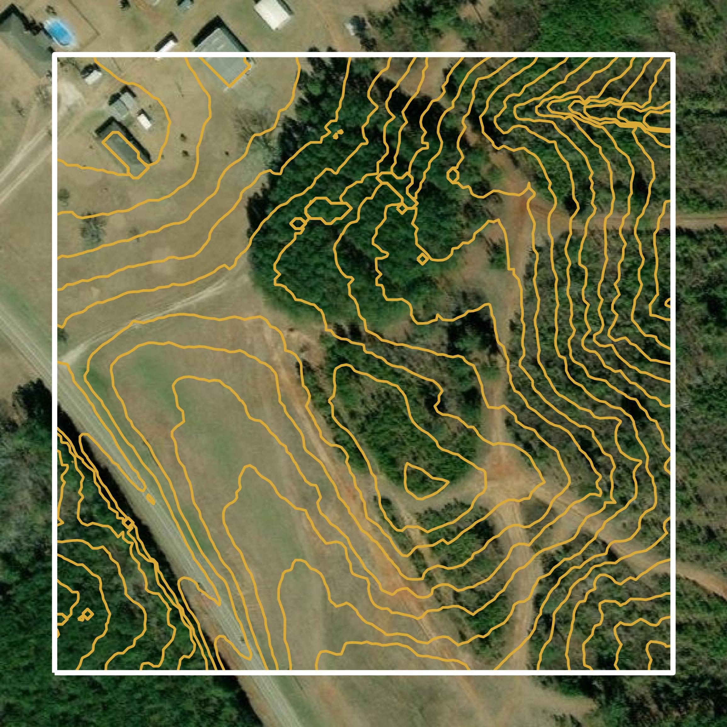 This image shows a contour map in Chambers County created using GIS data in Equator.