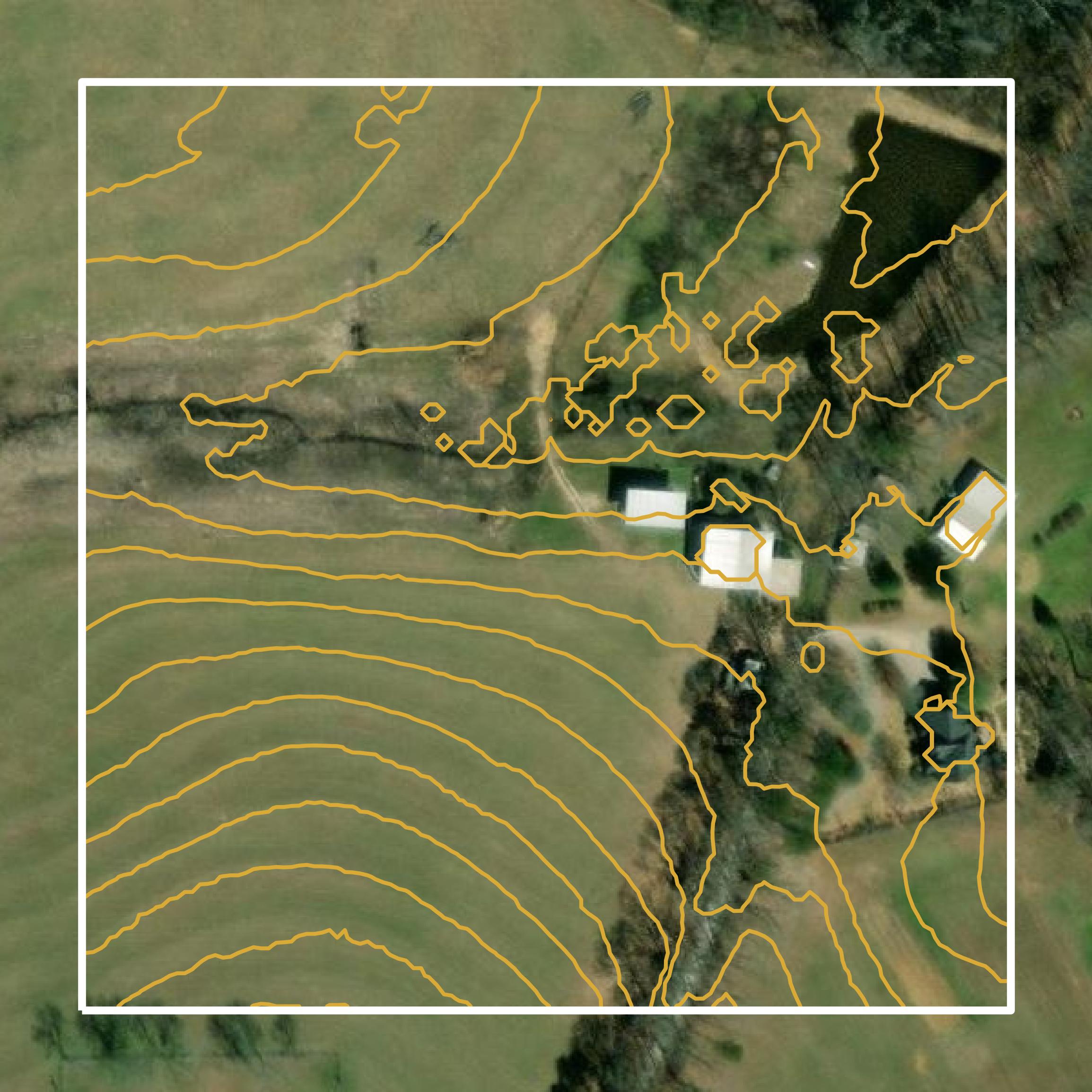 This image shows a contour map in Chilton County created using GIS data in Equator.