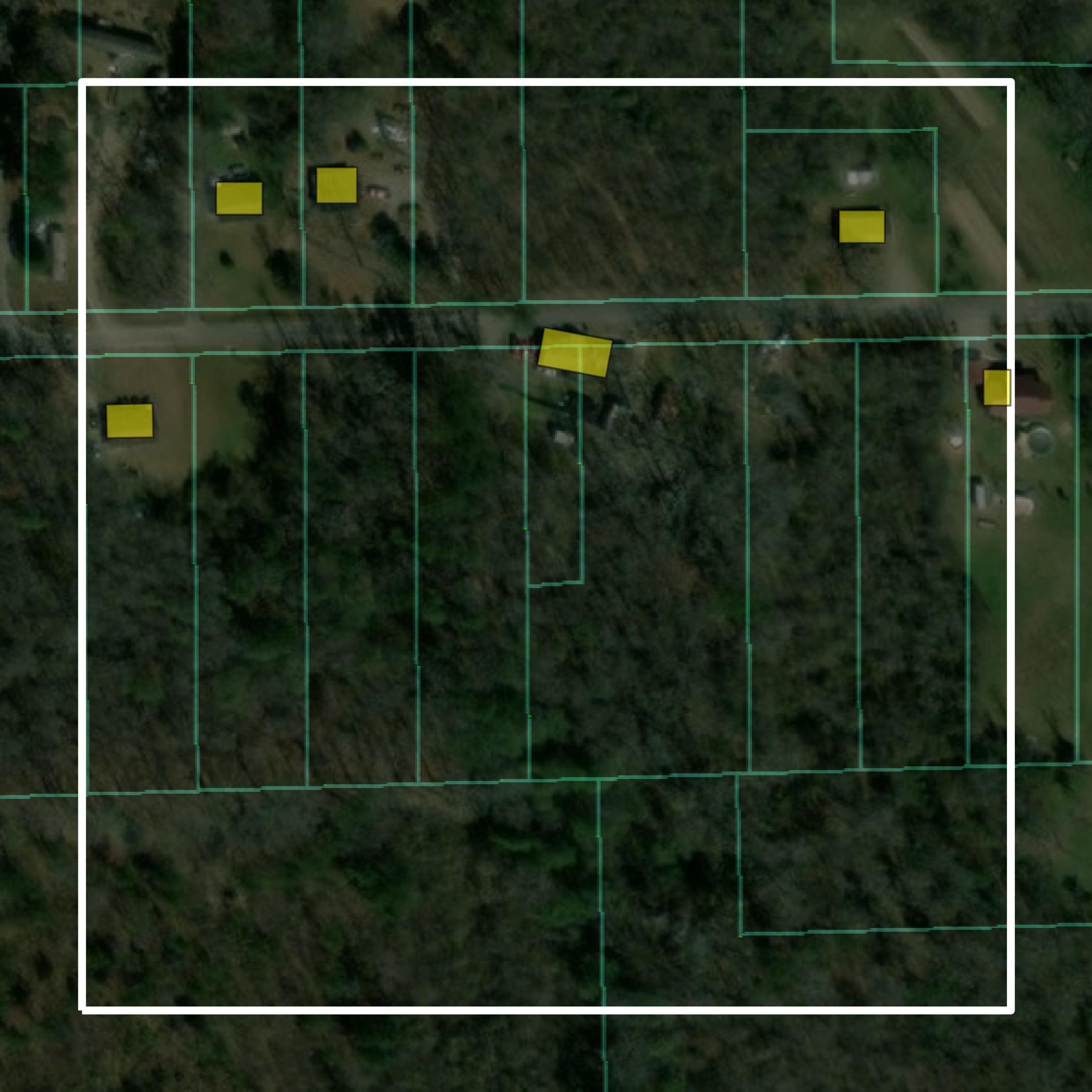 This image shows parcel and building data in Chilton County created using GIS data in Equator.