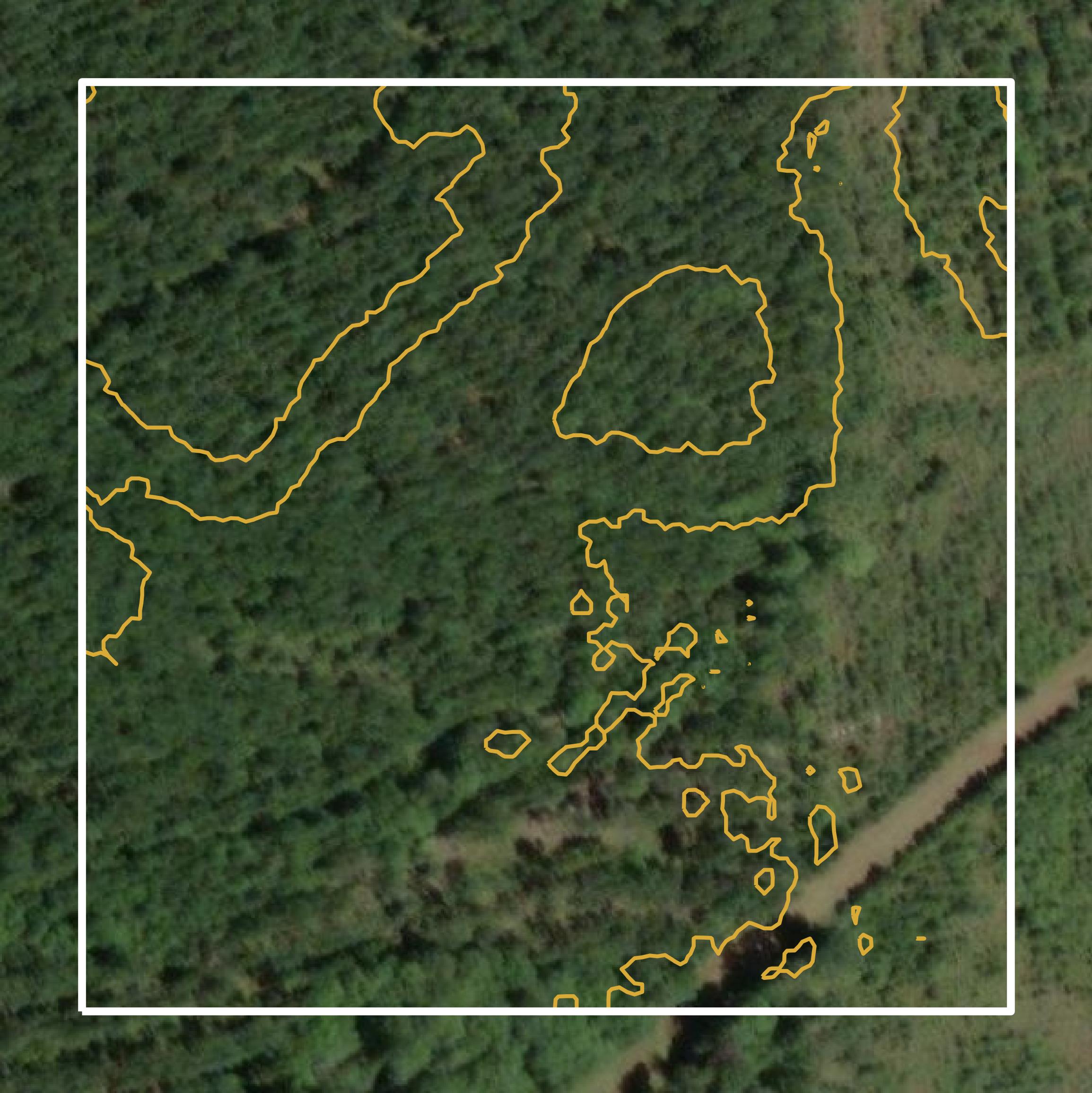 This image shows a contour map in Choctaw County created using GIS data in Equator.