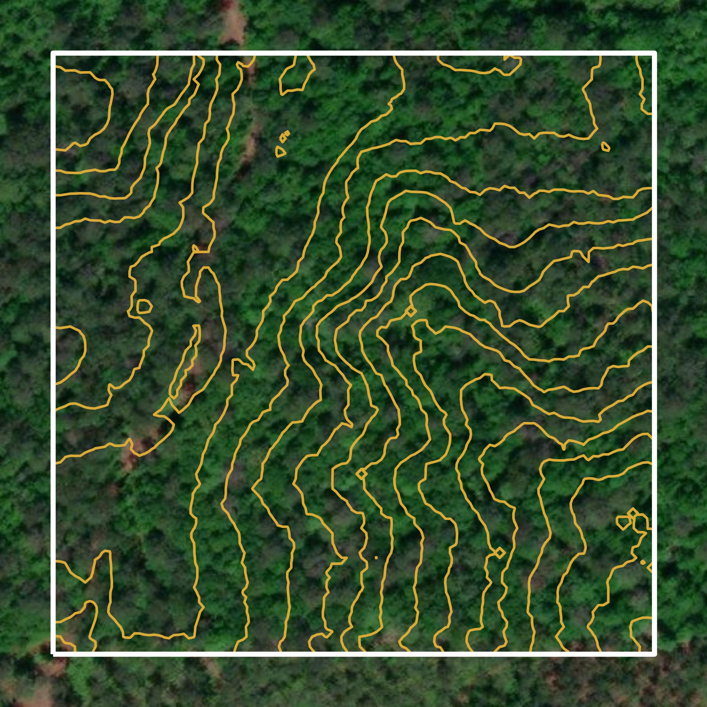 This image shows a contour map in Clarke County created using GIS data in Equator.