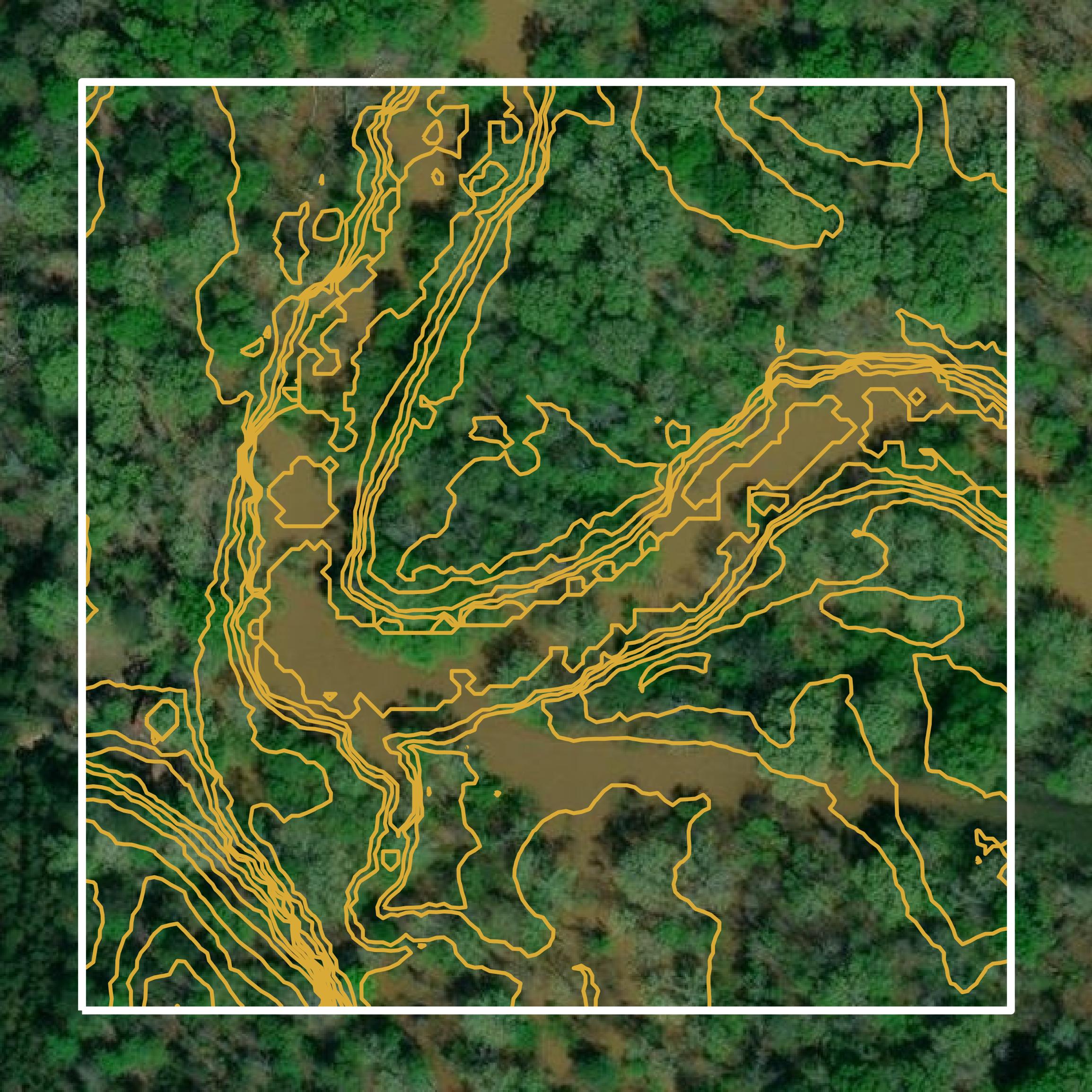This image shows a contour map in Clarke County created using GIS data in Equator.