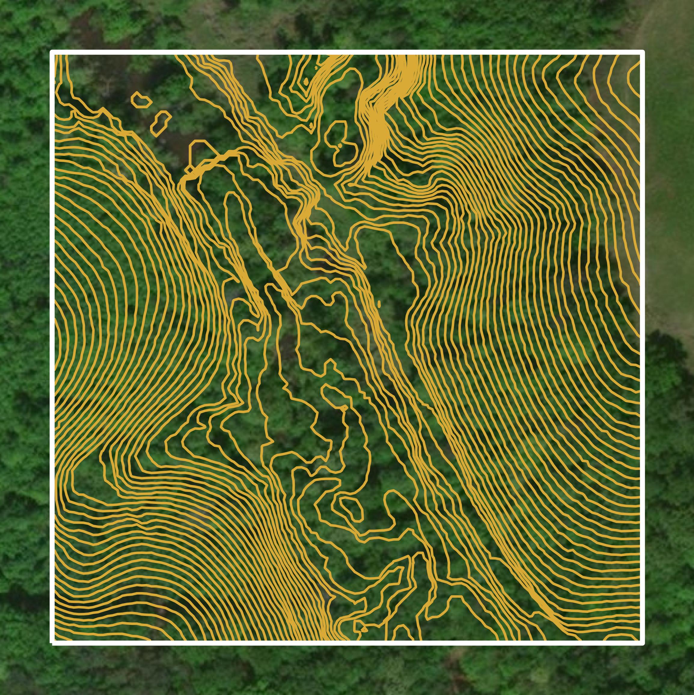 This image shows a contour map in Clay County created using GIS data in Equator.