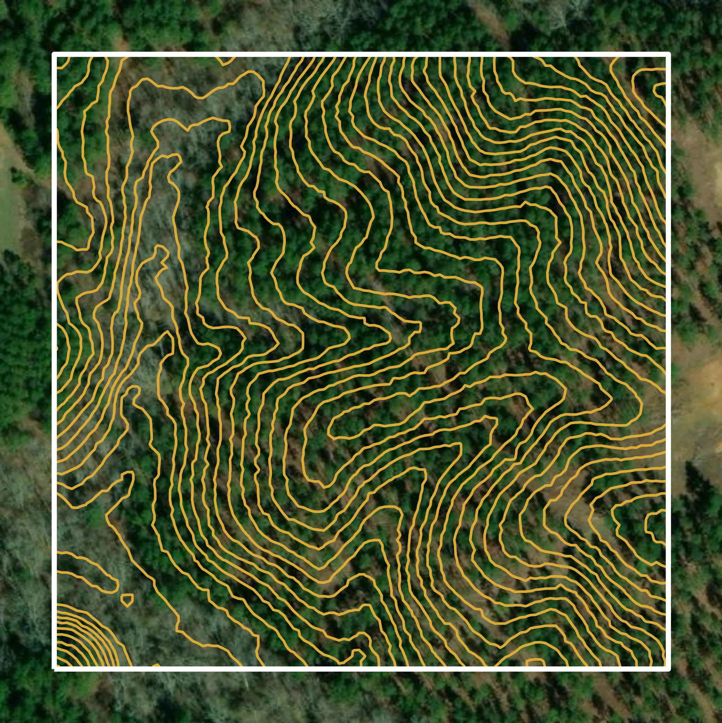 This image shows a contour map in Cleburne County created using GIS data in Equator.