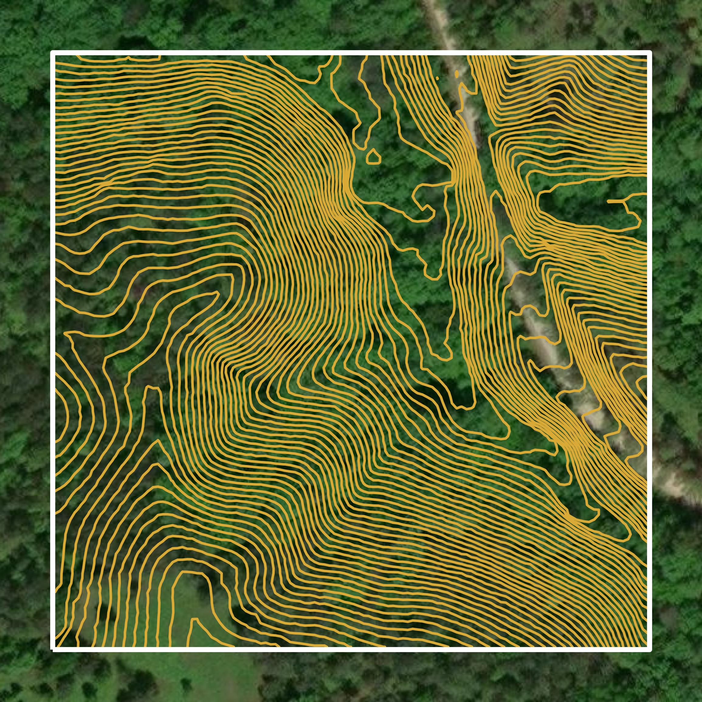 This image shows a contour map in Cleburne County created using GIS data in Equator.