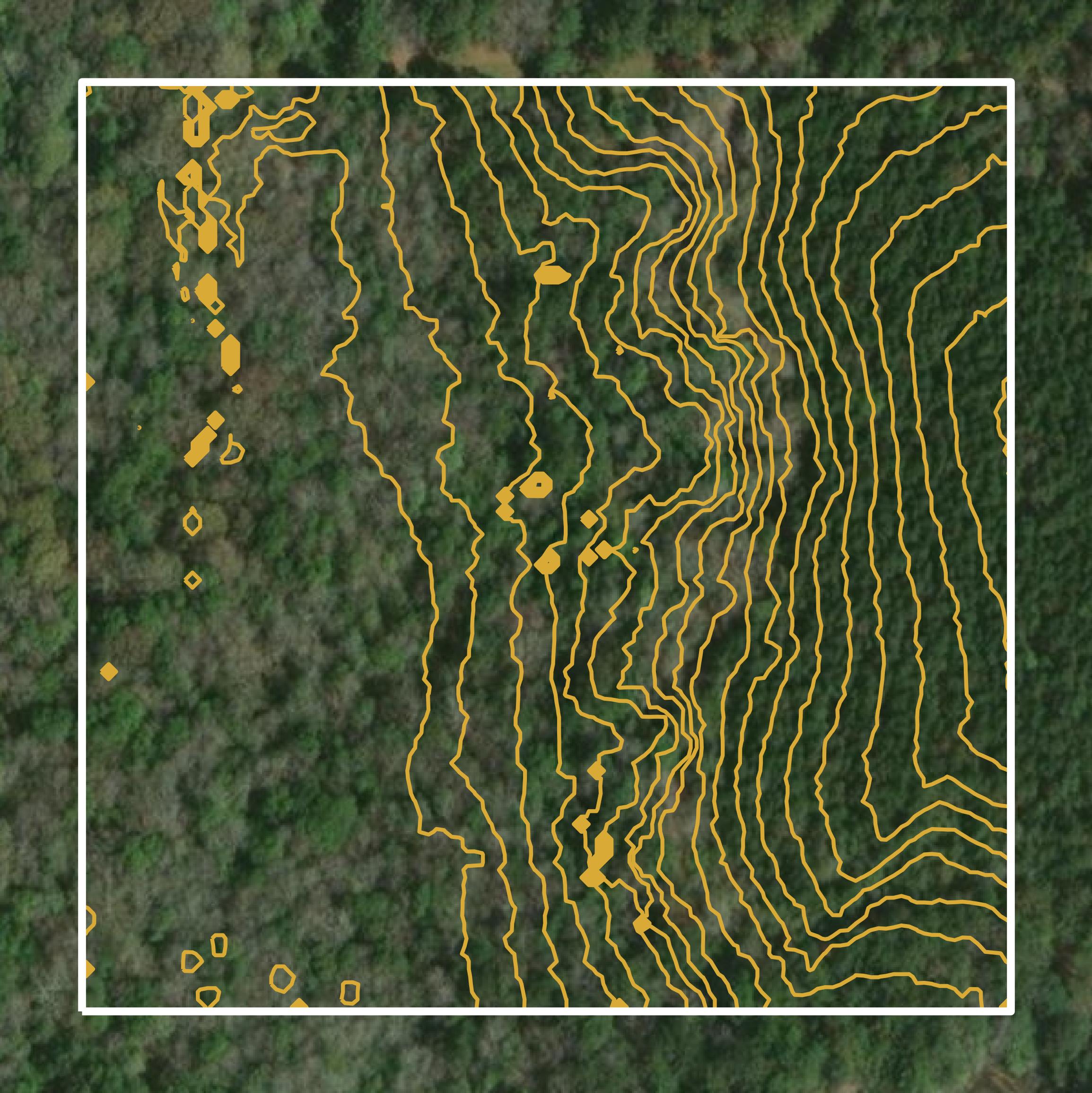 This image shows a contour map in Coffee County created using GIS data in Equator.