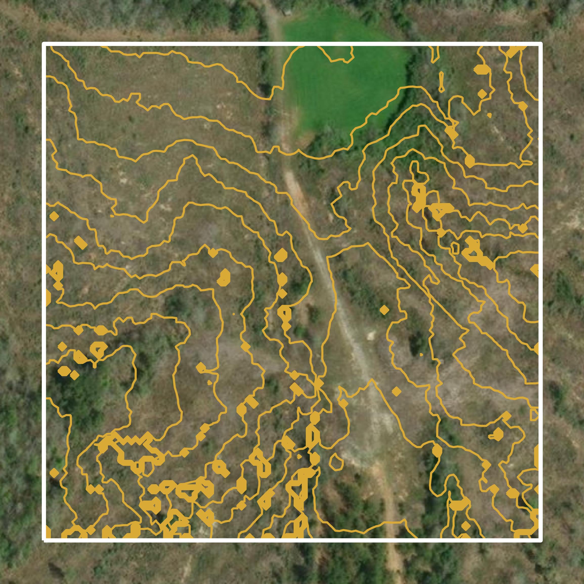 This image shows a contour map in Coffee County created using GIS data in Equator.