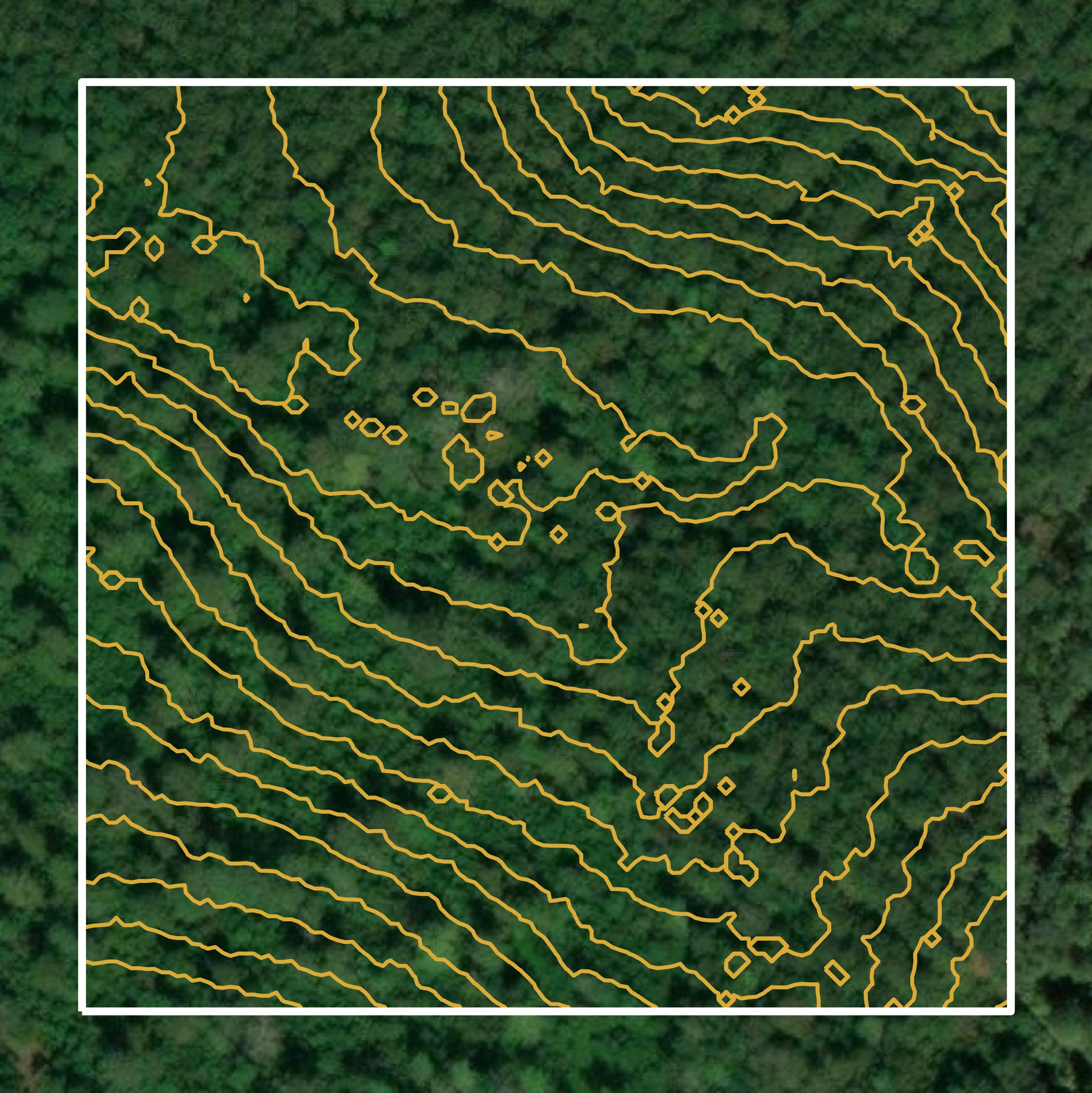 This image shows a contour map in Conecuh County created using GIS data in Equator.