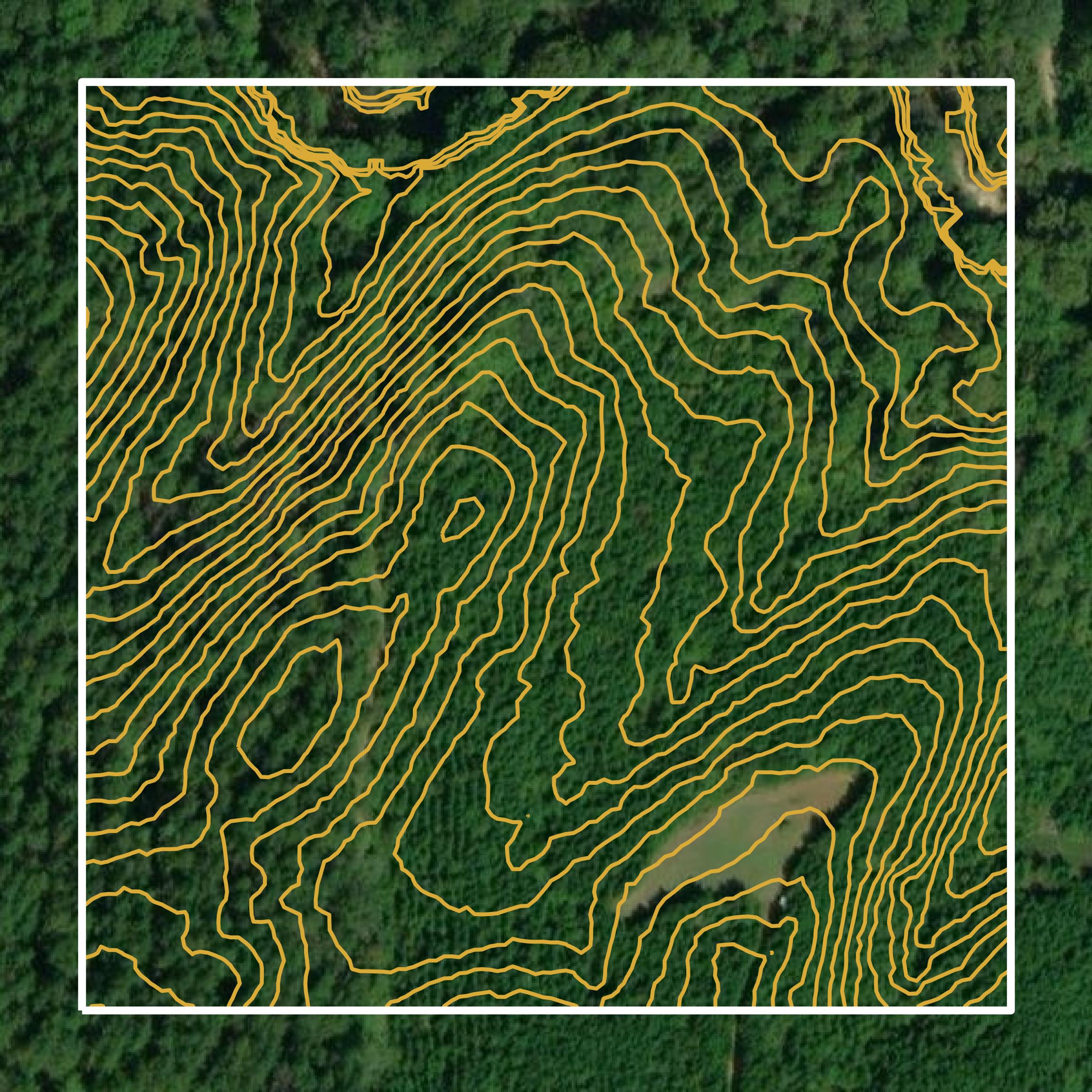 This image shows a contour map in Coosa County created using GIS data in Equator.