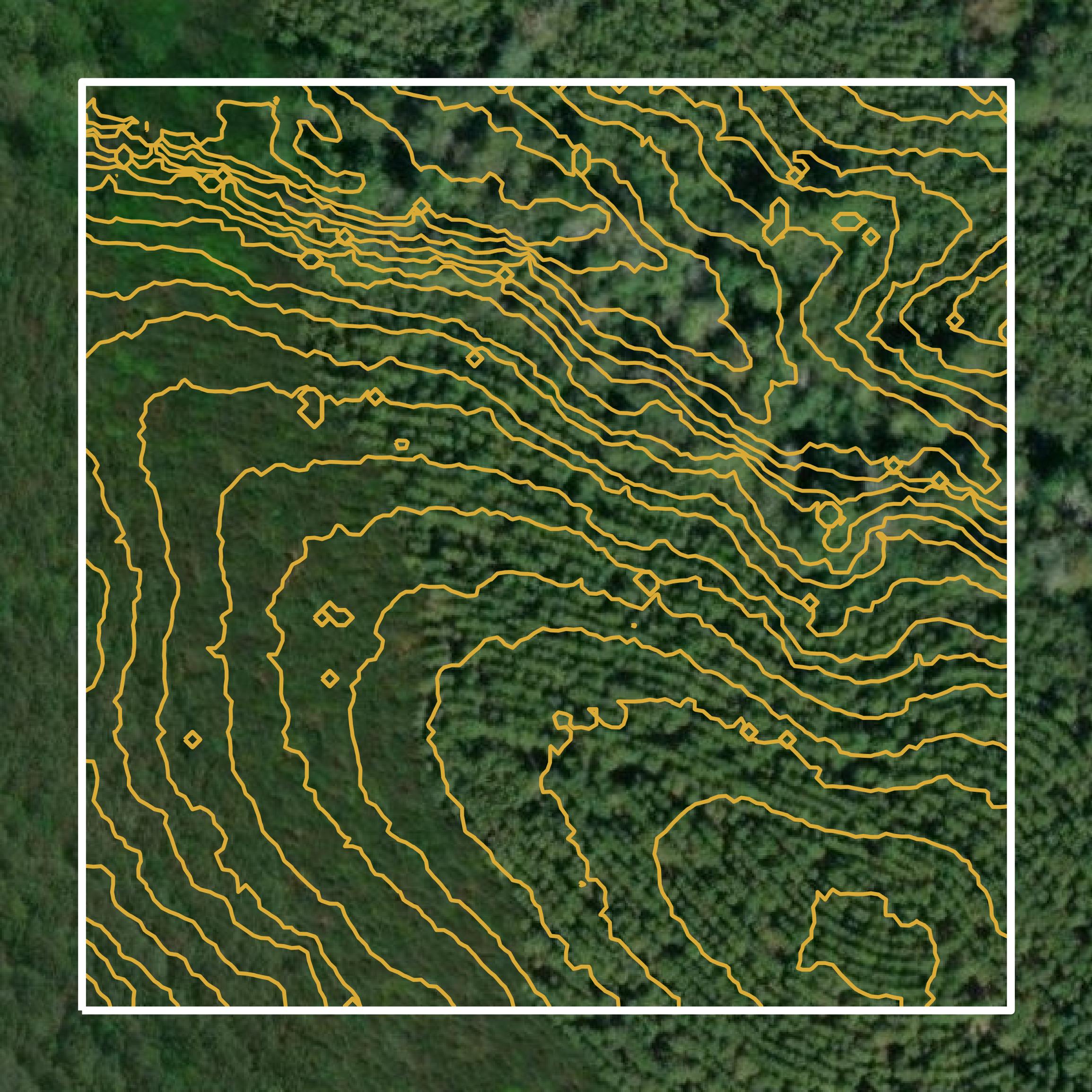This image shows a contour map in Covington County created using GIS data in Equator.