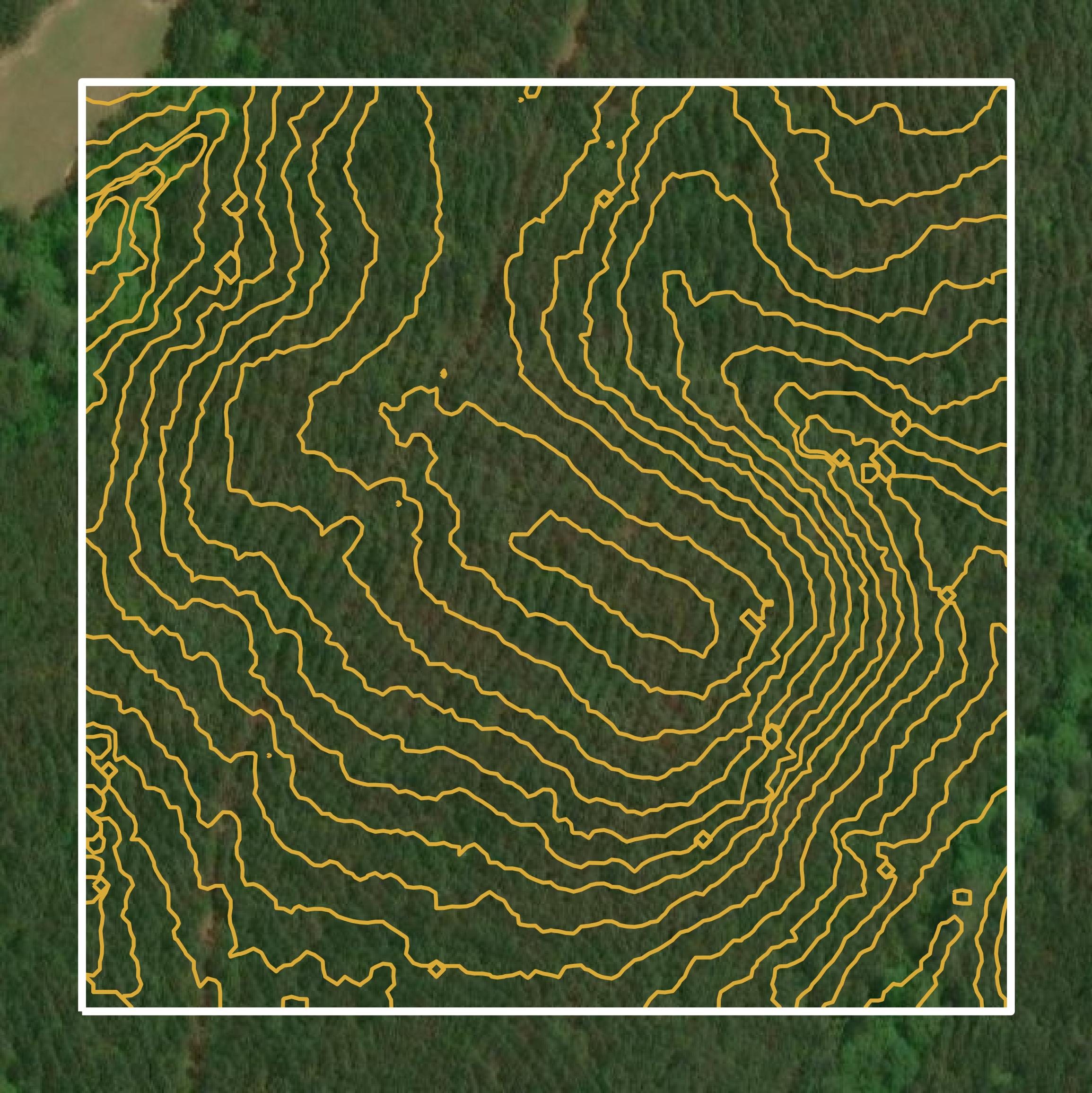This image shows a contour map in Crenshaw County created using GIS data in Equator.