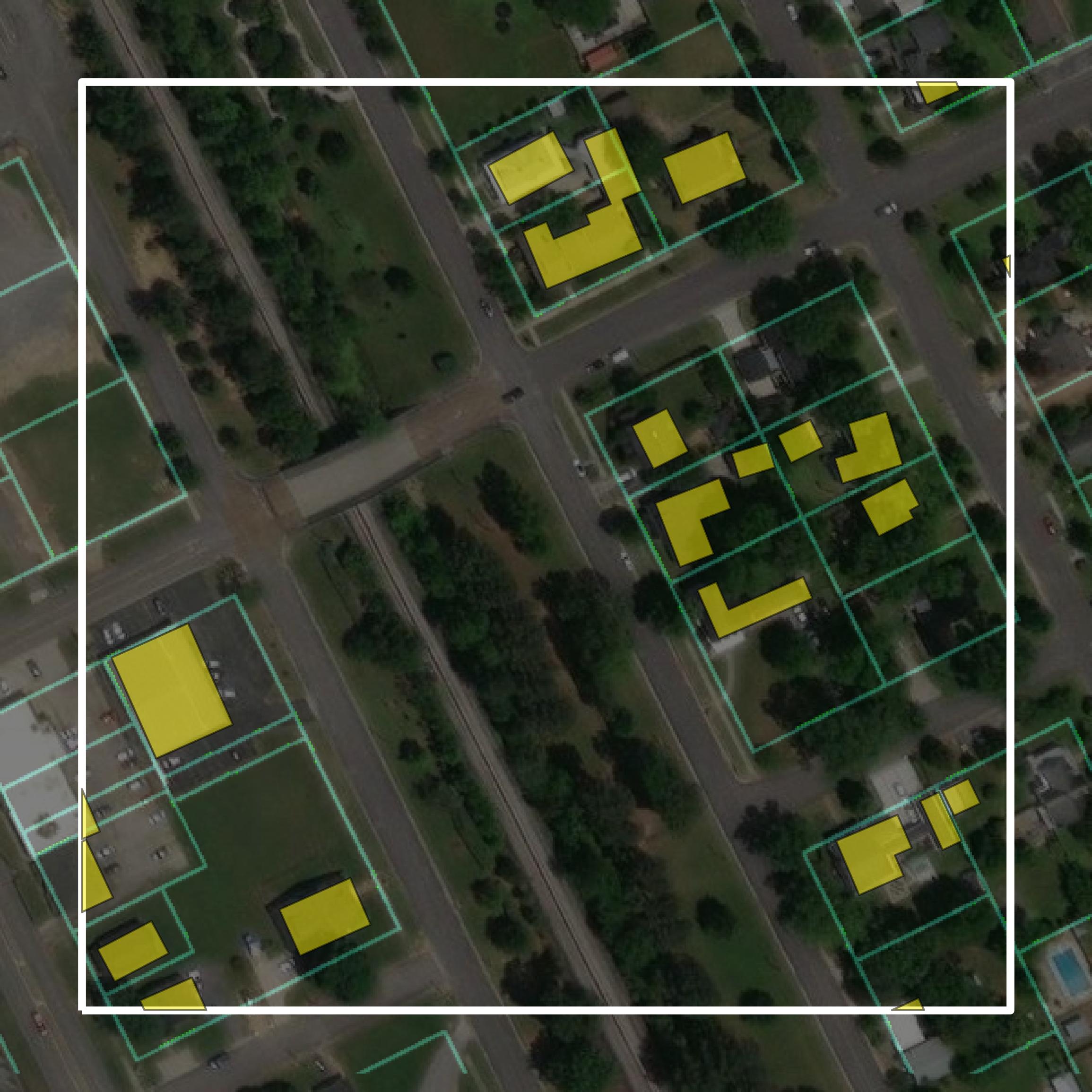 This image shows parcel and building data in Cullman County created using GIS data in Equator.