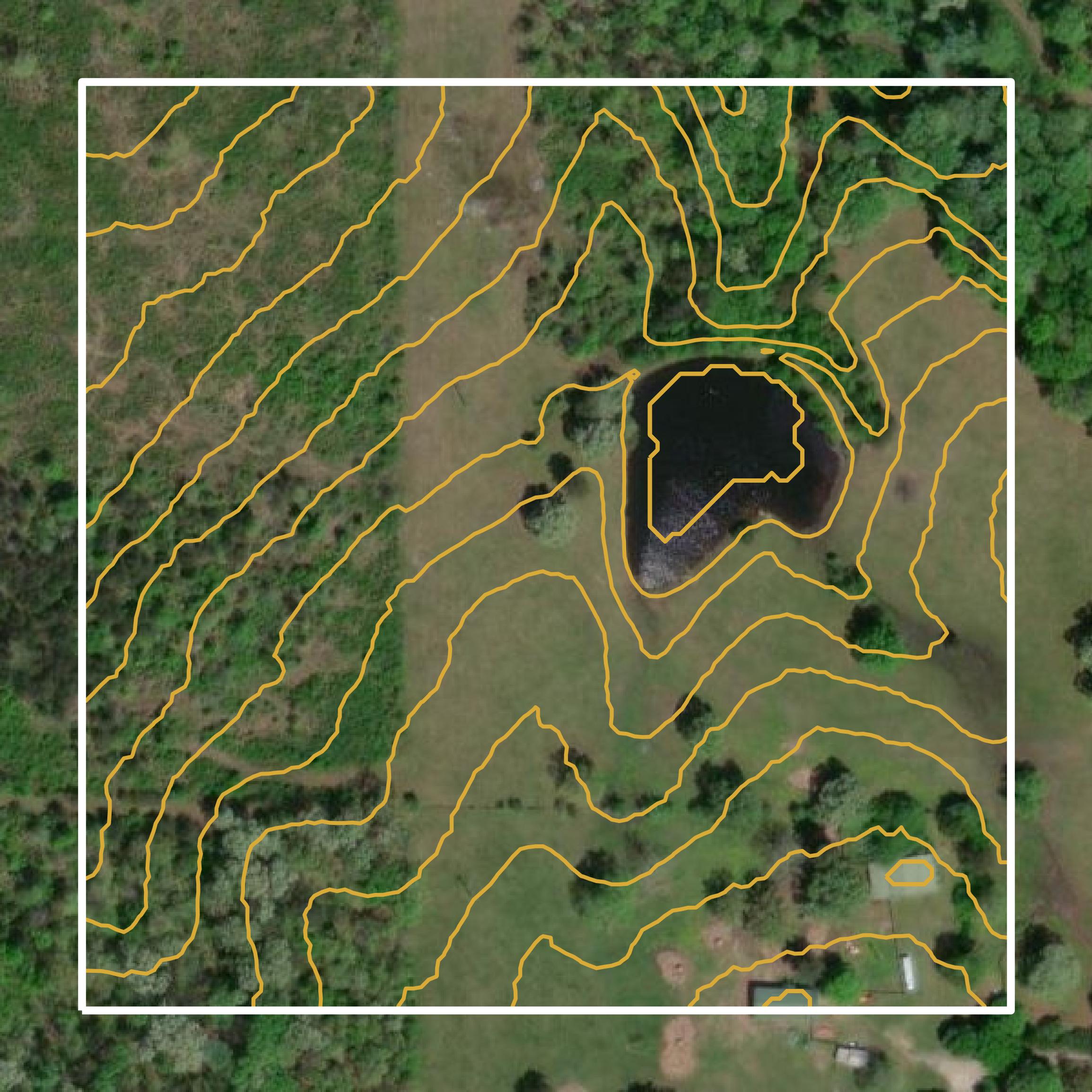 This image shows a contour map in DeKalb County created using GIS data in Equator.