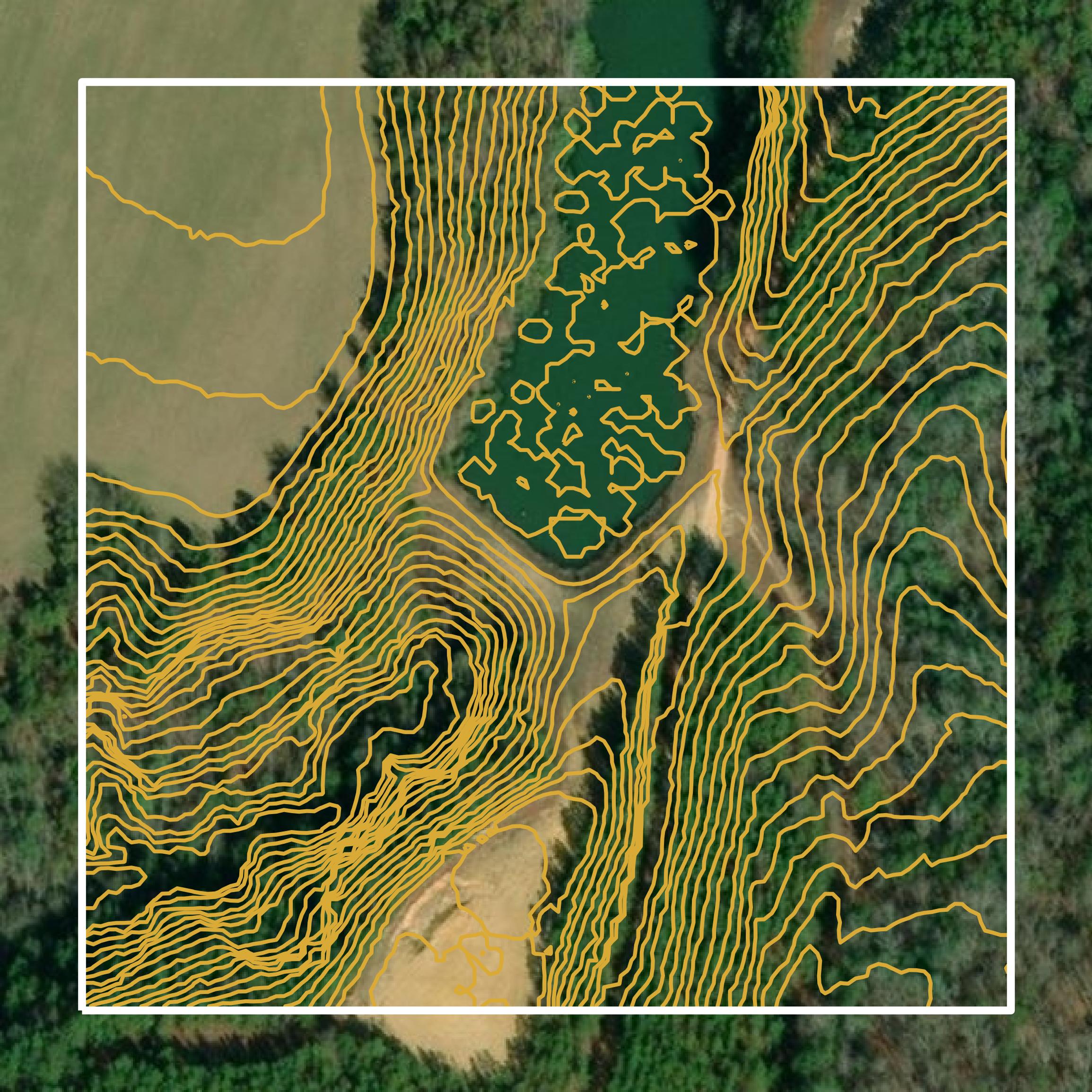 This image shows a contour map in Elmore County created using GIS data in Equator.