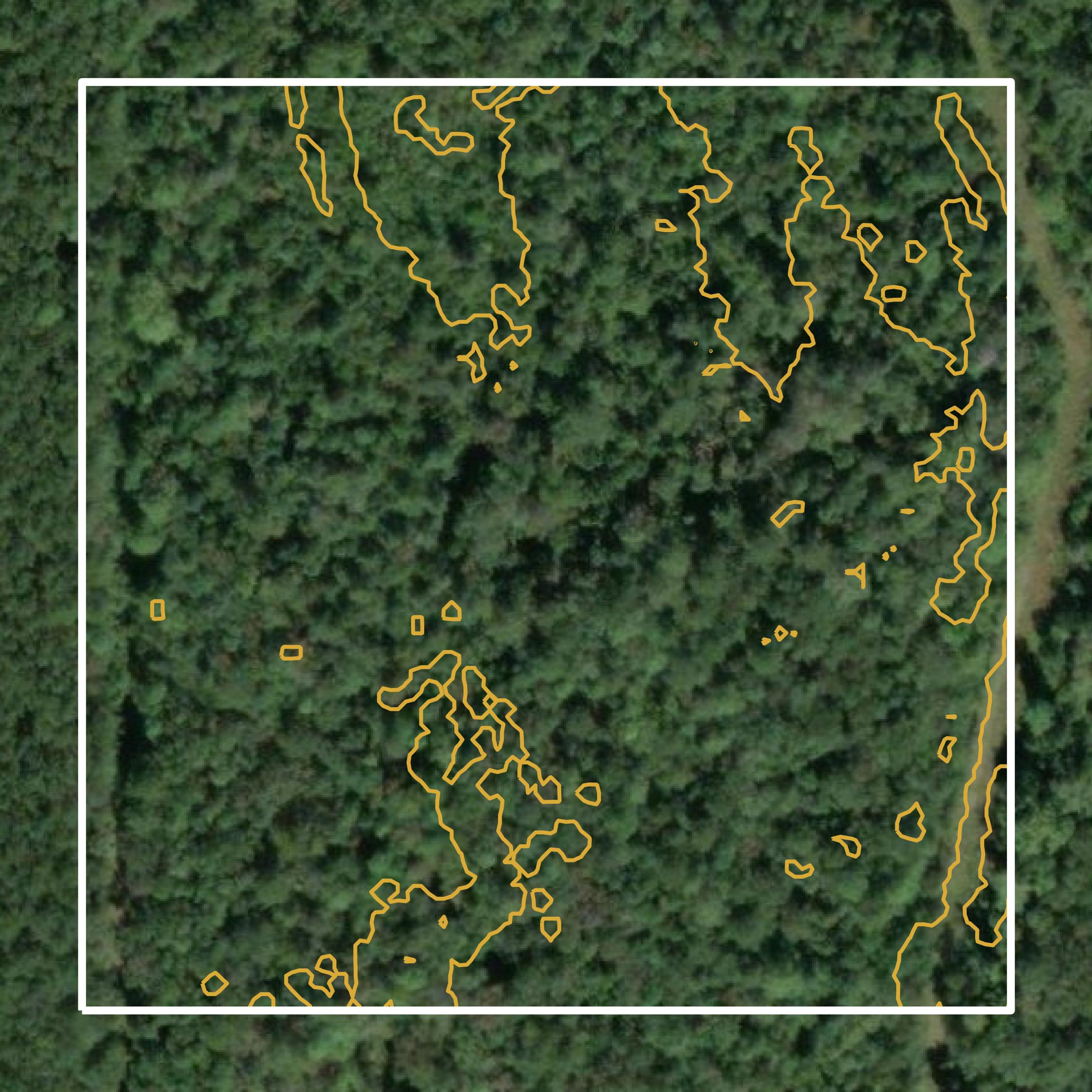 This image shows a contour map in Escambia County created using GIS data in Equator.