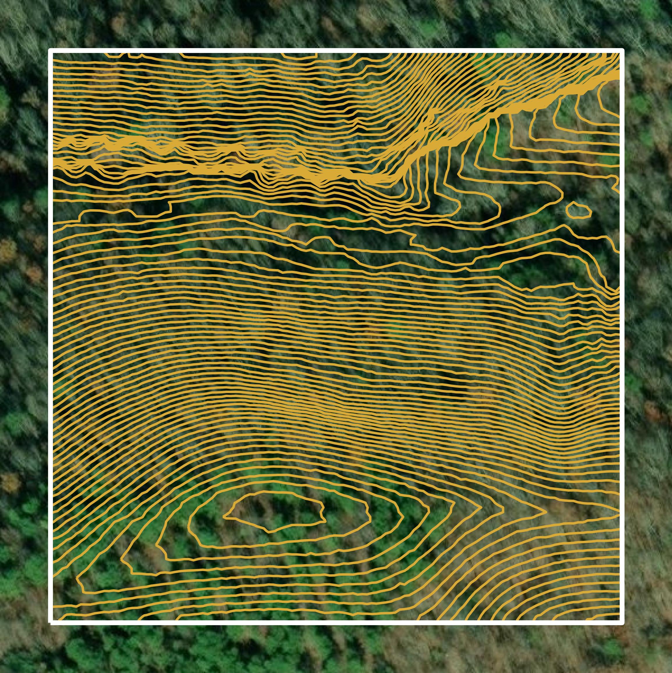 This image shows a contour map in Etowah County created using GIS data in Equator.