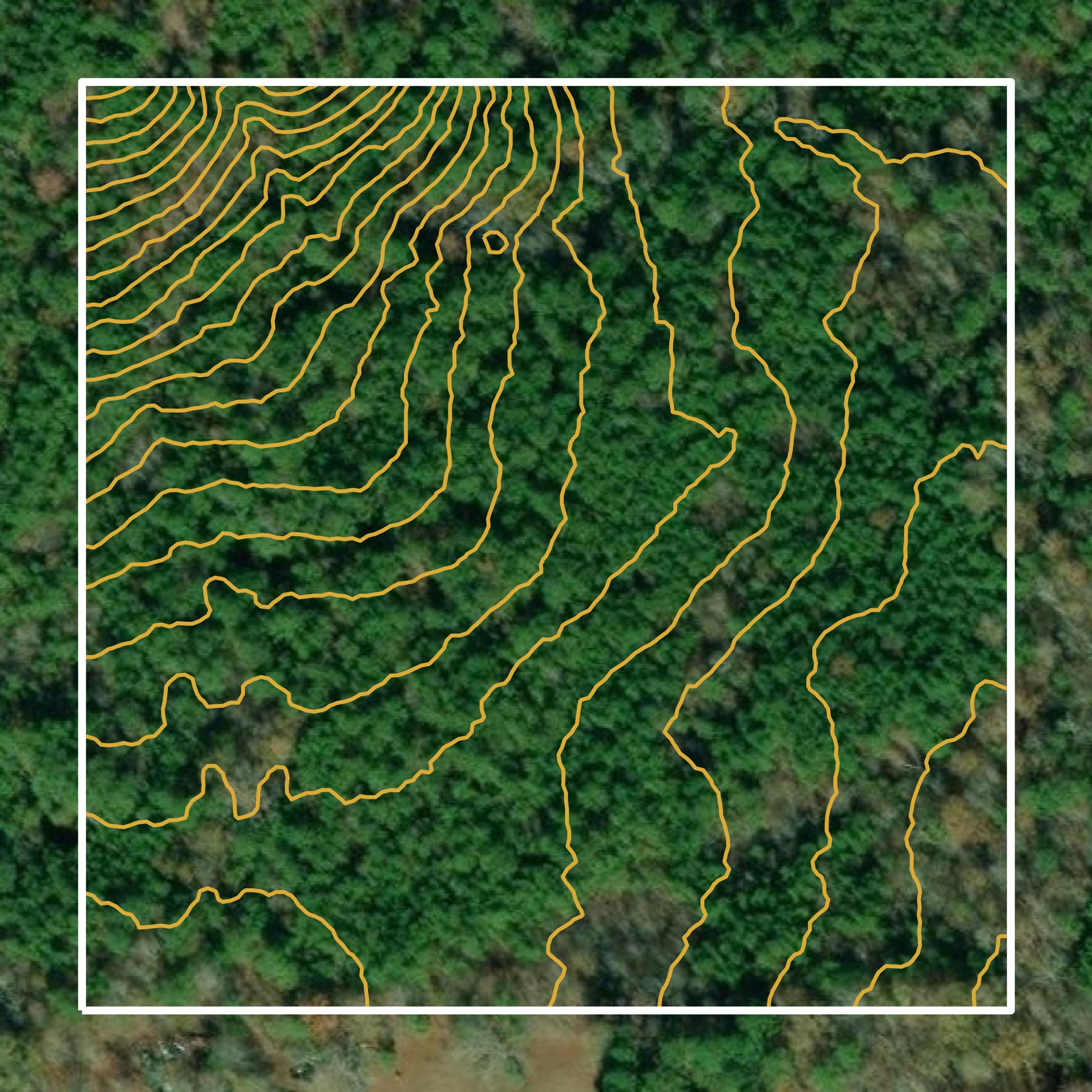 This image shows a contour map in Etowah County created using GIS data in Equator.