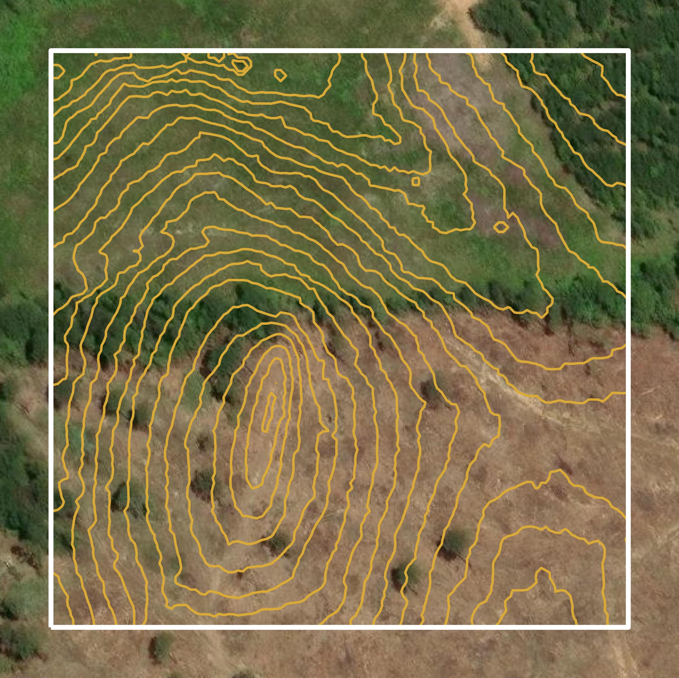 This image shows a contour map in Fayette County created using GIS data in Equator.