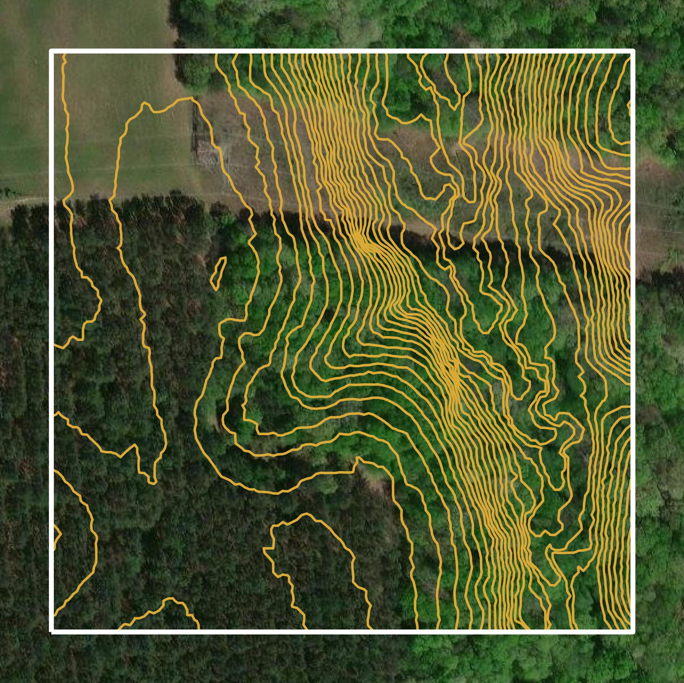 This image shows a contour map in Franklin County created using GIS data in Equator.