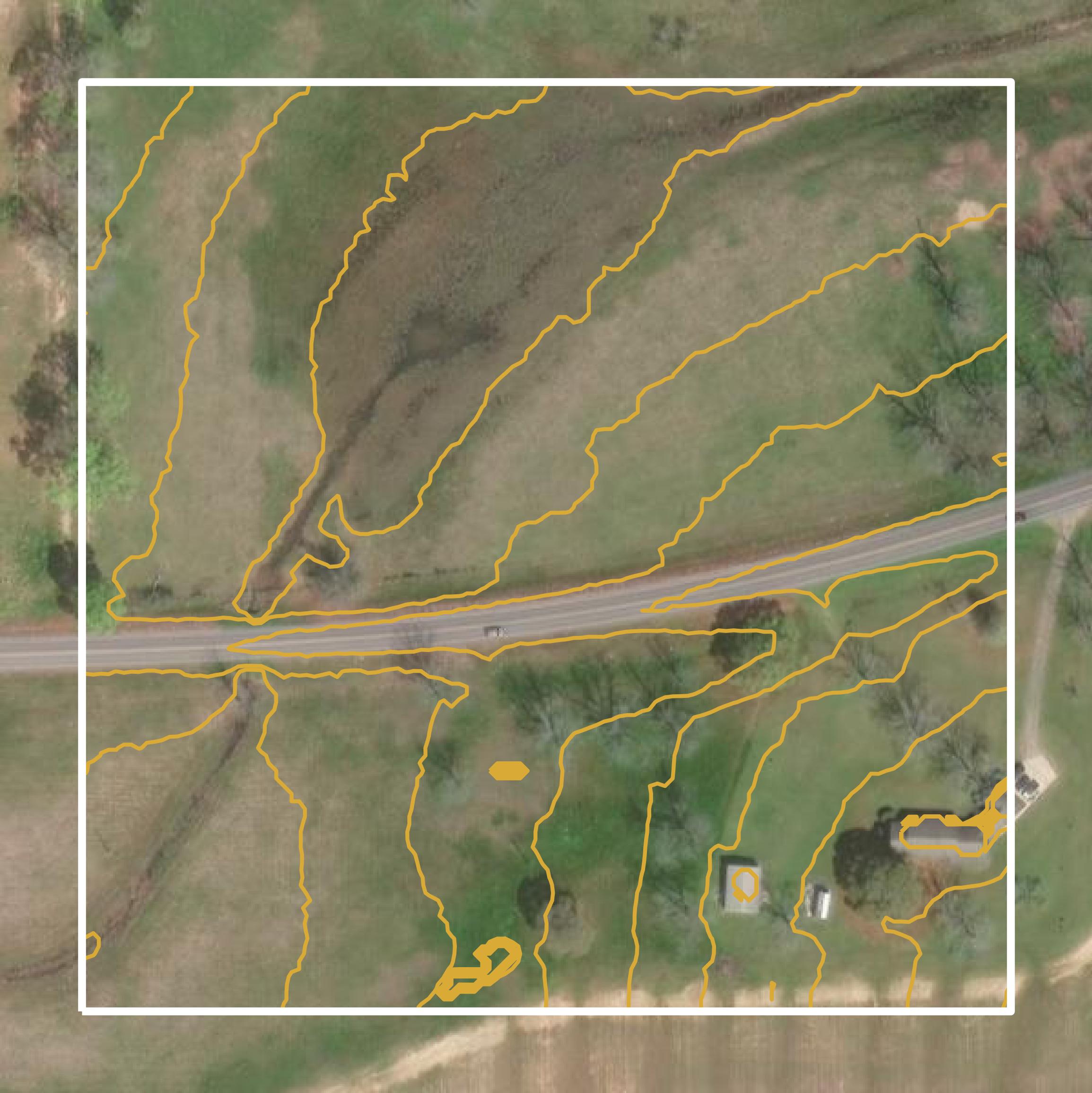 This image shows a contour map in Geneva County created using GIS data in Equator.
