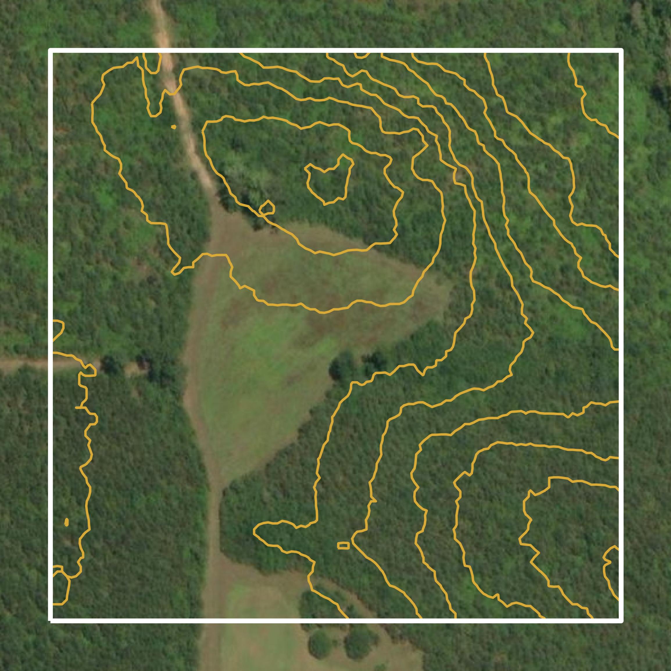 This image shows a contour map in Greene County created using GIS data in Equator.