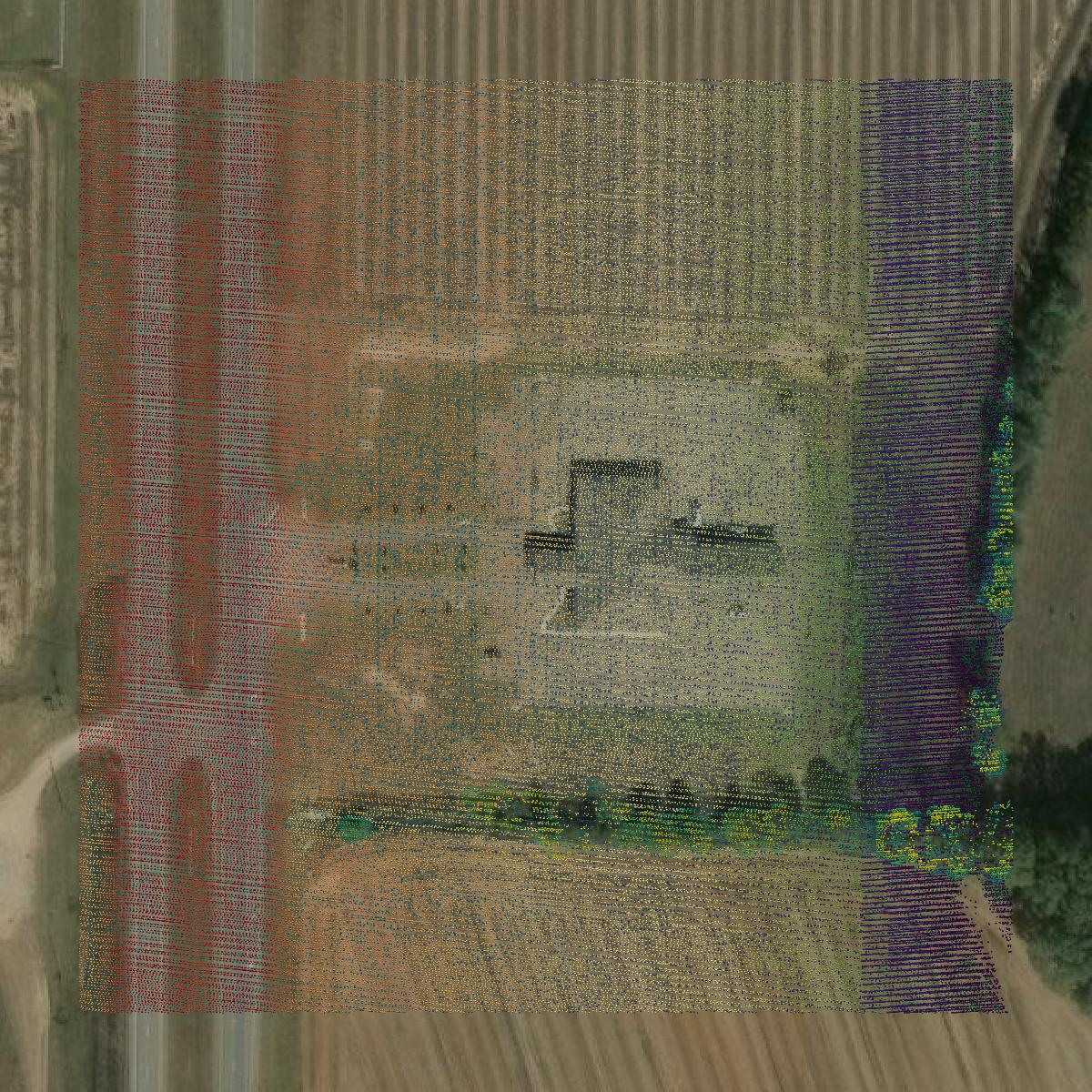This image shows a LiDAR point cloud in Henry County created using GIS data in Equator.