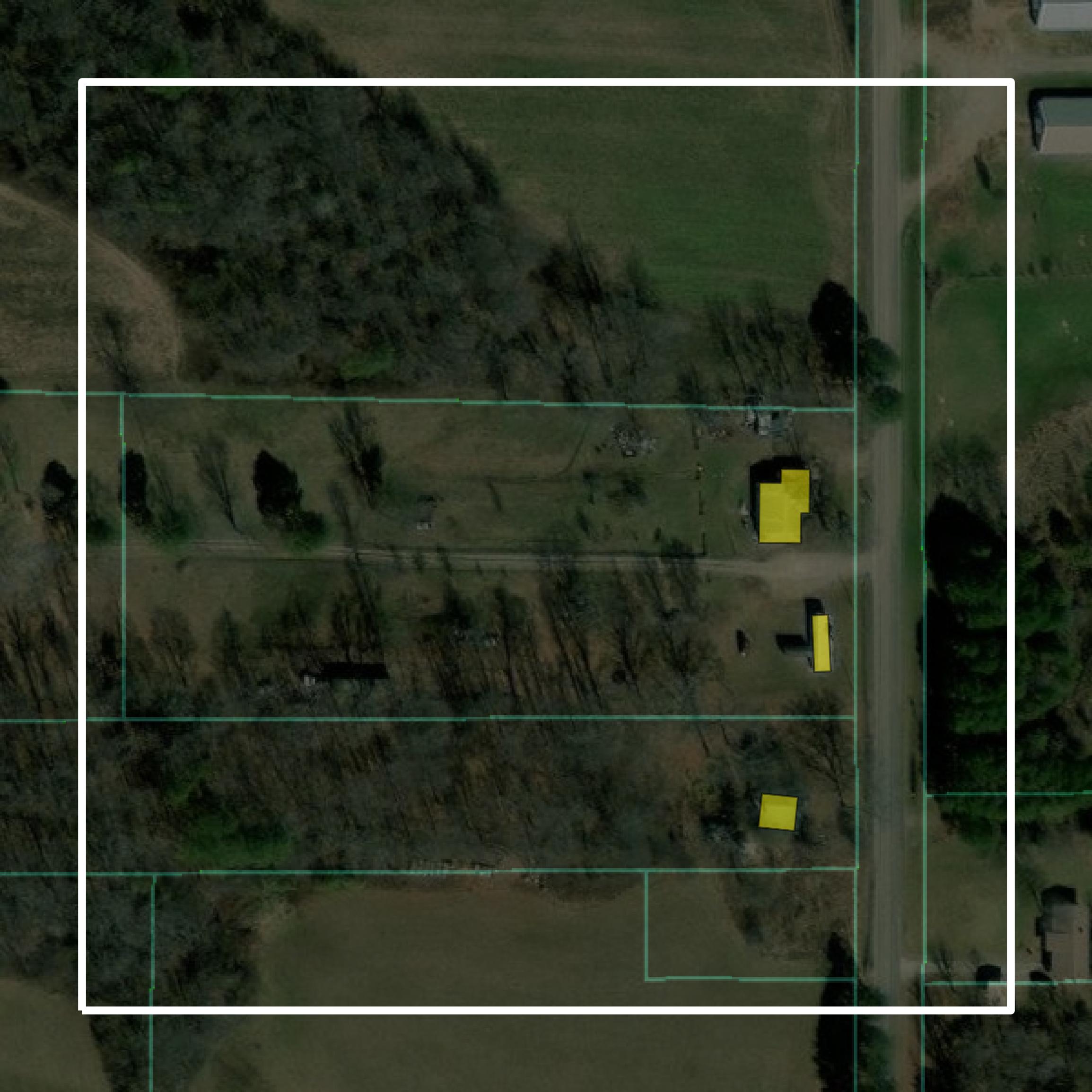 This image shows parcel and building data in Jackson County created using GIS data in Equator.