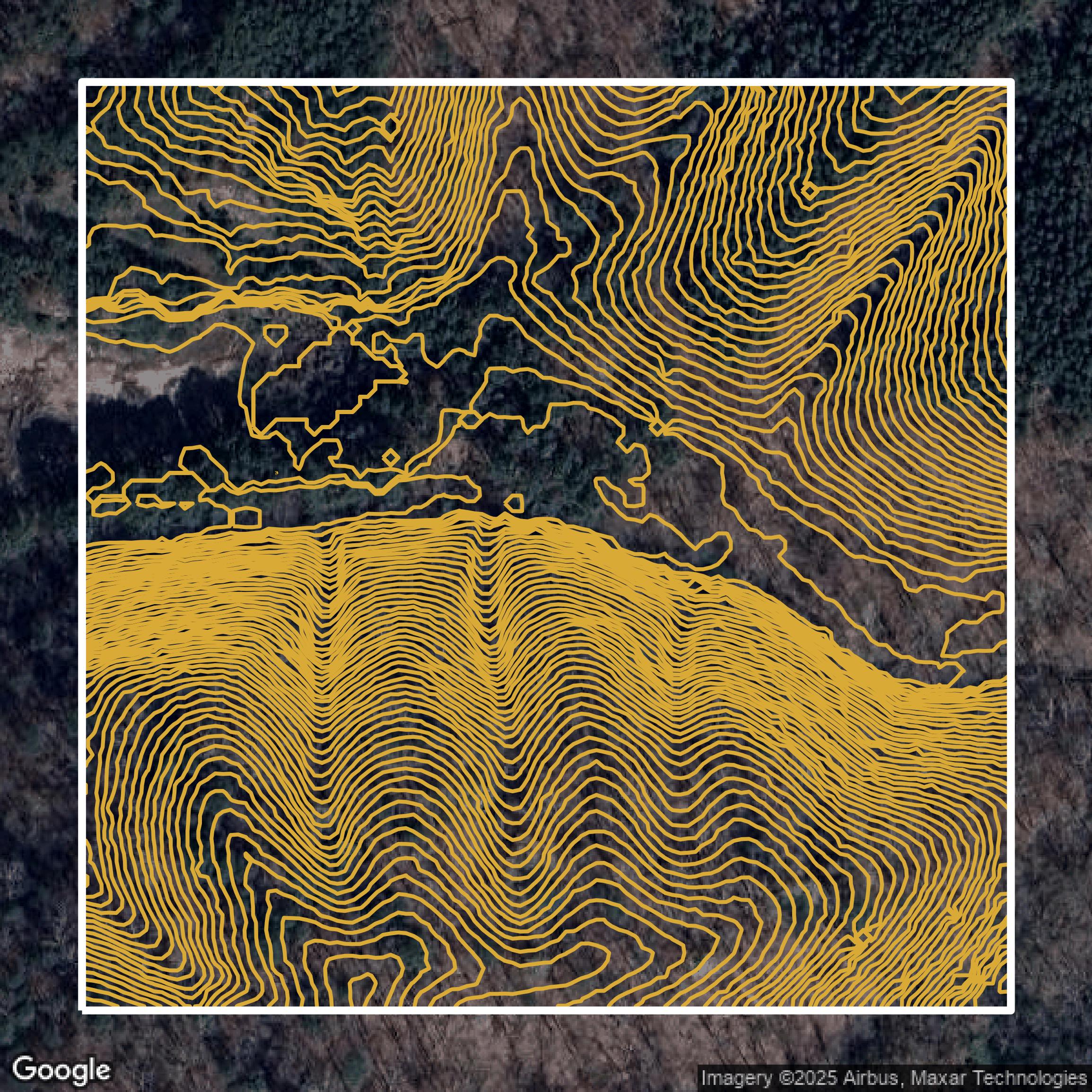 This image shows a contour map in Jefferson County created using GIS data in Equator.