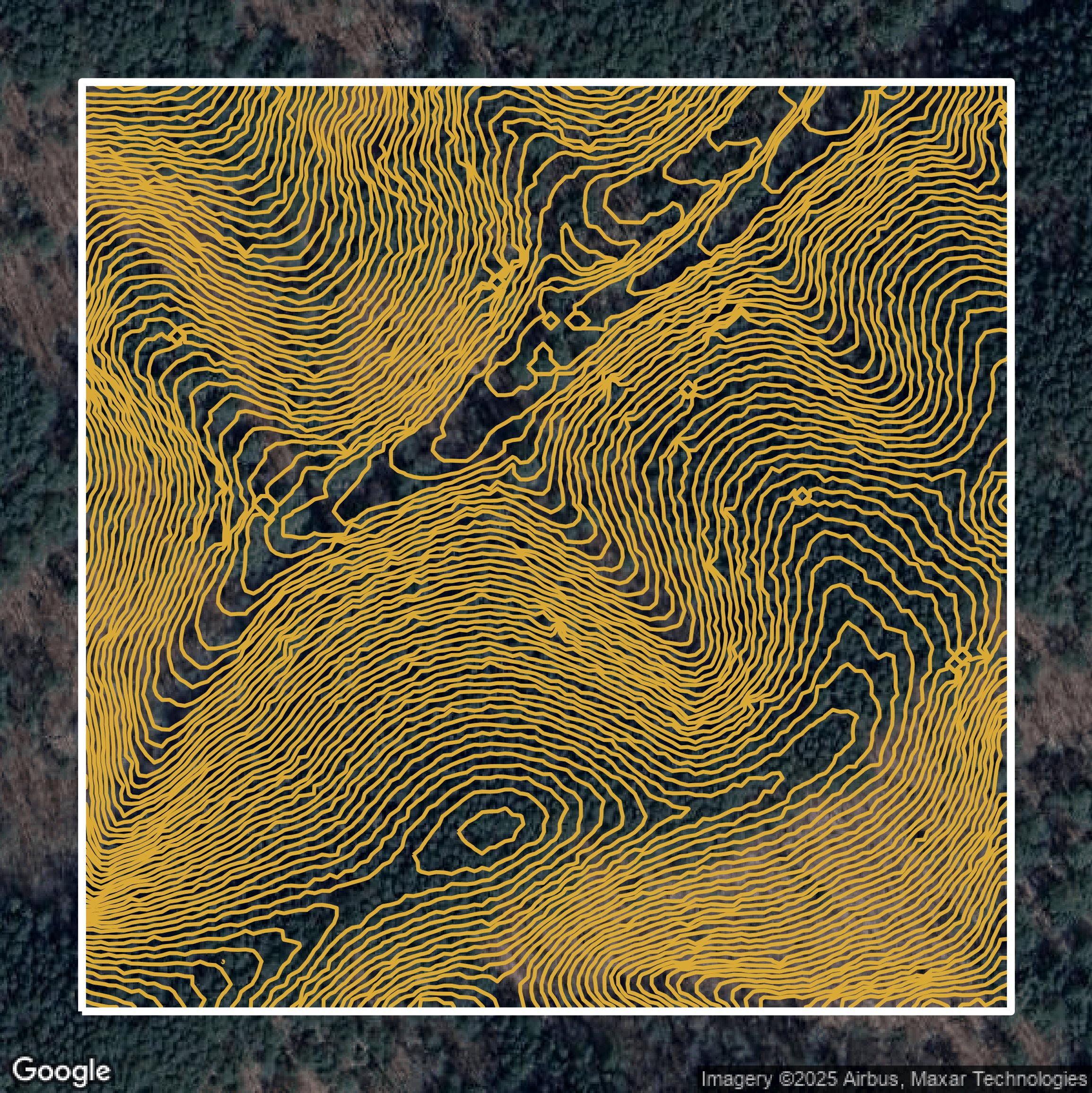 This image shows a contour map in Jefferson County created using GIS data in Equator.
