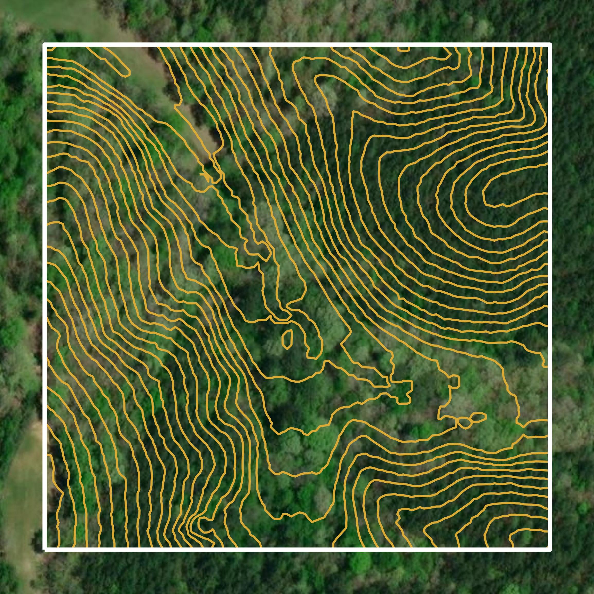 This image shows a contour map in Lamar County created using GIS data in Equator.