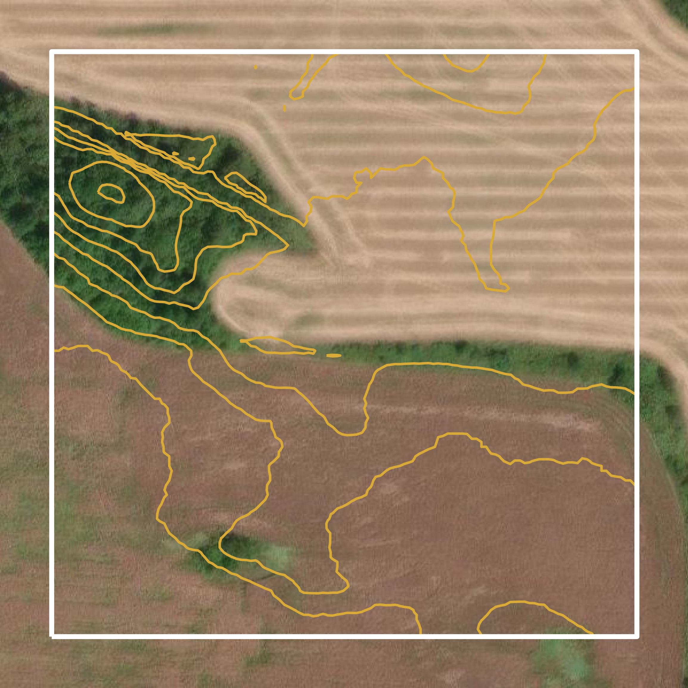 This image shows a contour map in Lauderdale County created using GIS data in Equator.