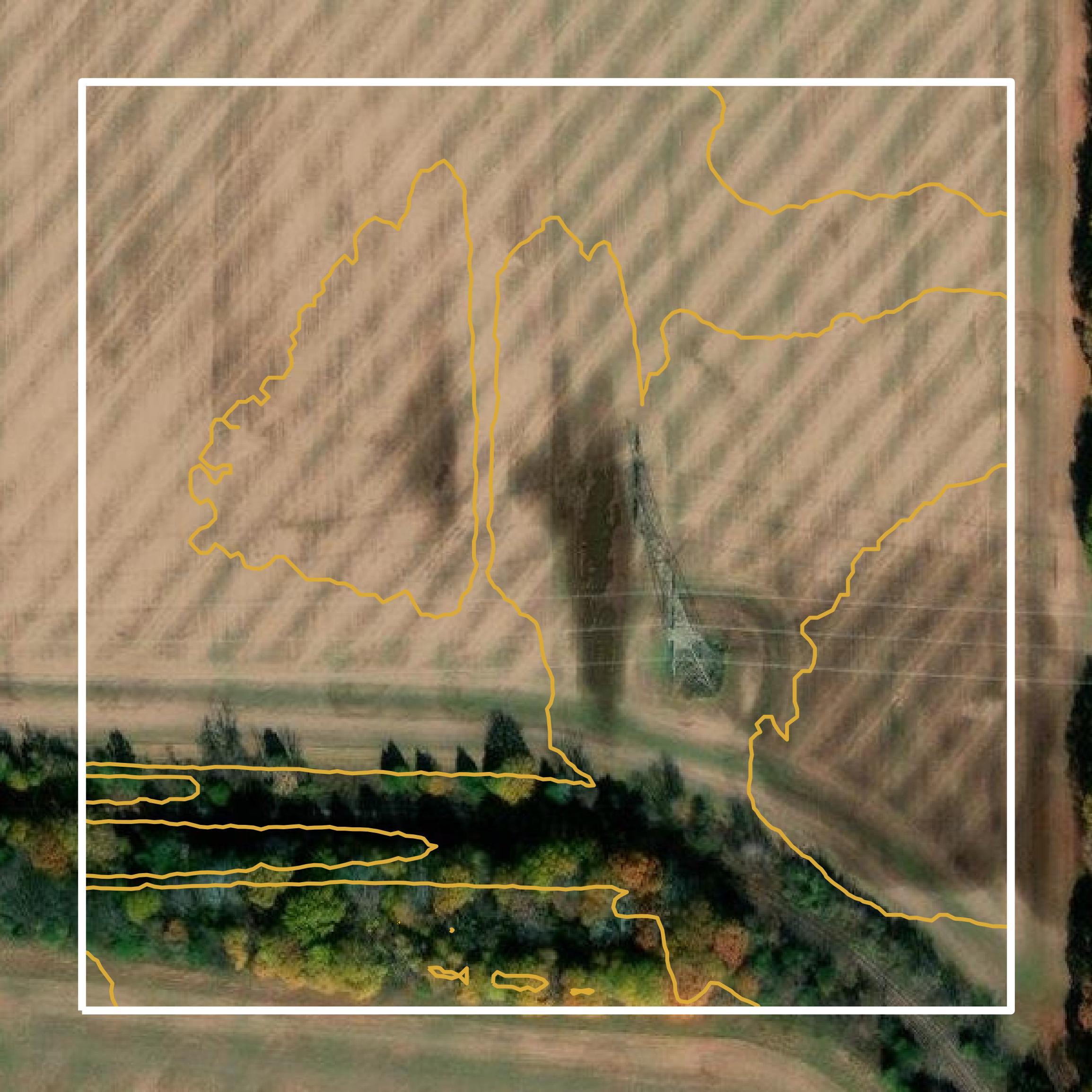 This image shows a contour map in Lawrence County created using GIS data in Equator.