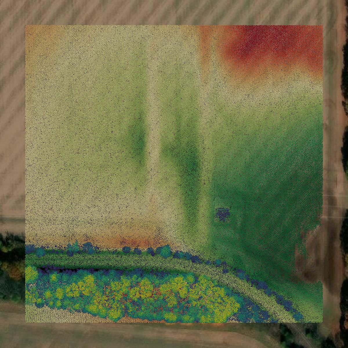 This image shows a LiDAR point cloud in Lawrence County created using GIS data in Equator.