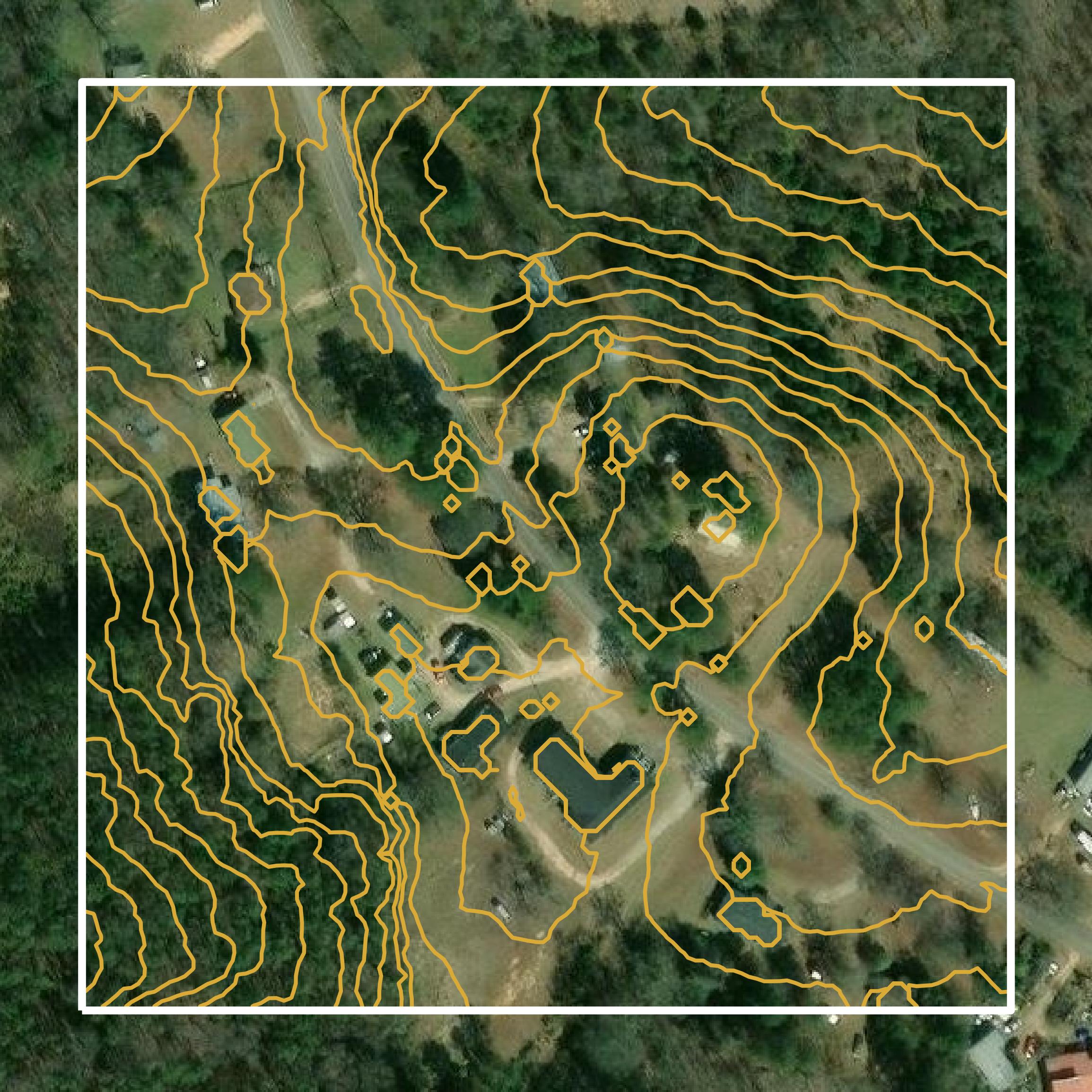This image shows a contour map in Lee County created using GIS data in Equator.