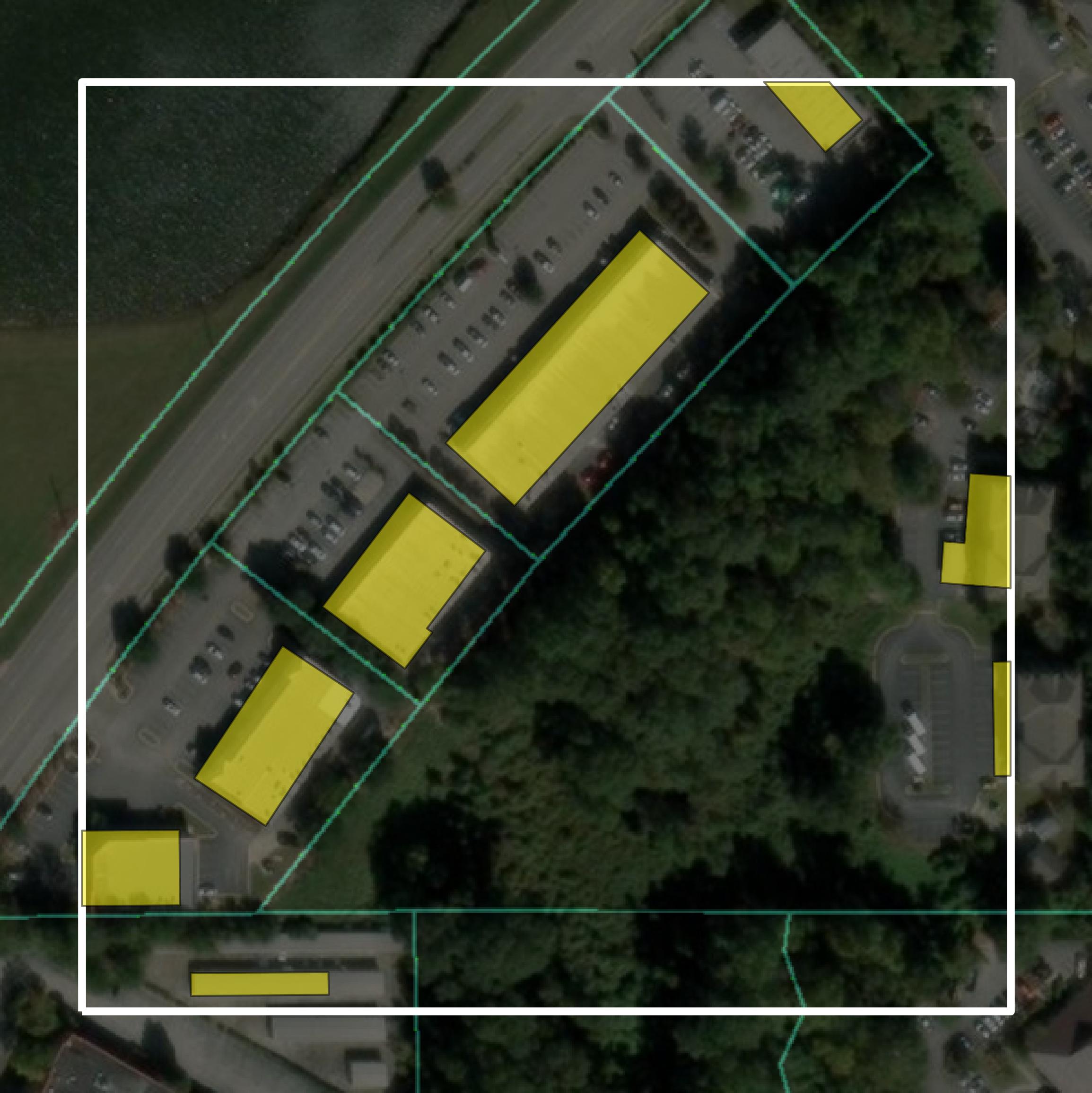 This image shows parcel and building data in Lee County created using GIS data in Equator.