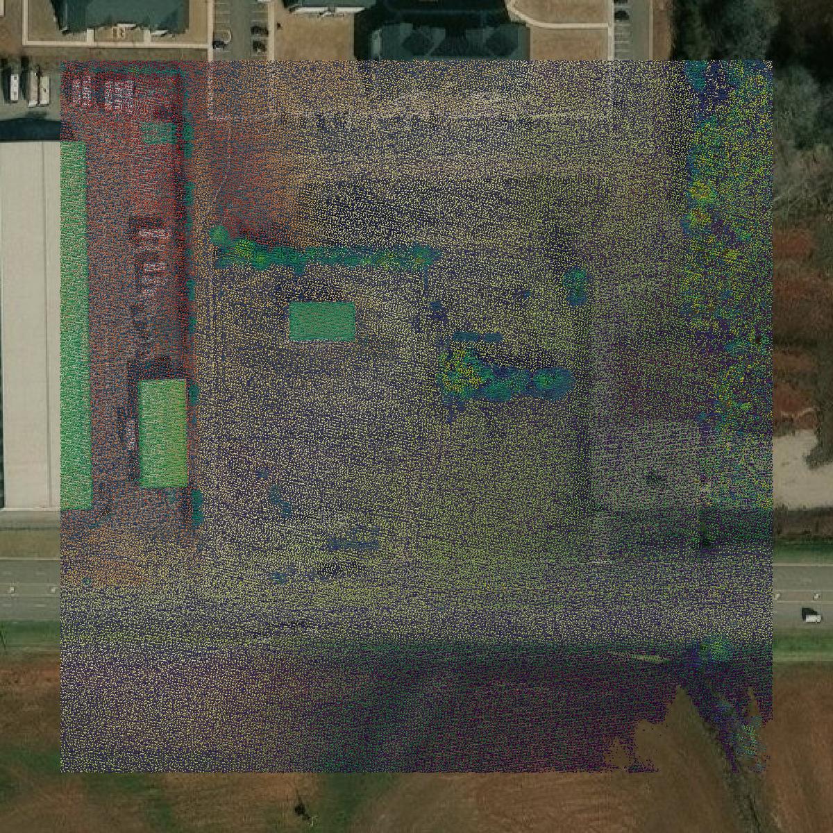 This image shows a LiDAR point cloud in Limestone County created using GIS data in Equator.