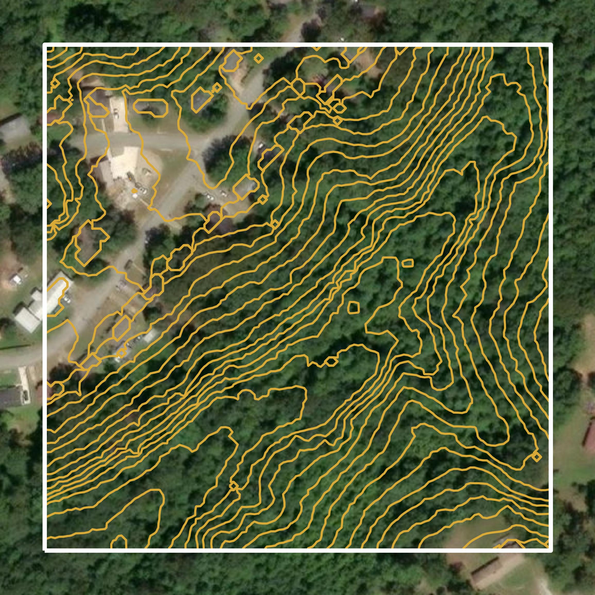 This image shows a contour map in Macon County created using GIS data in Equator.