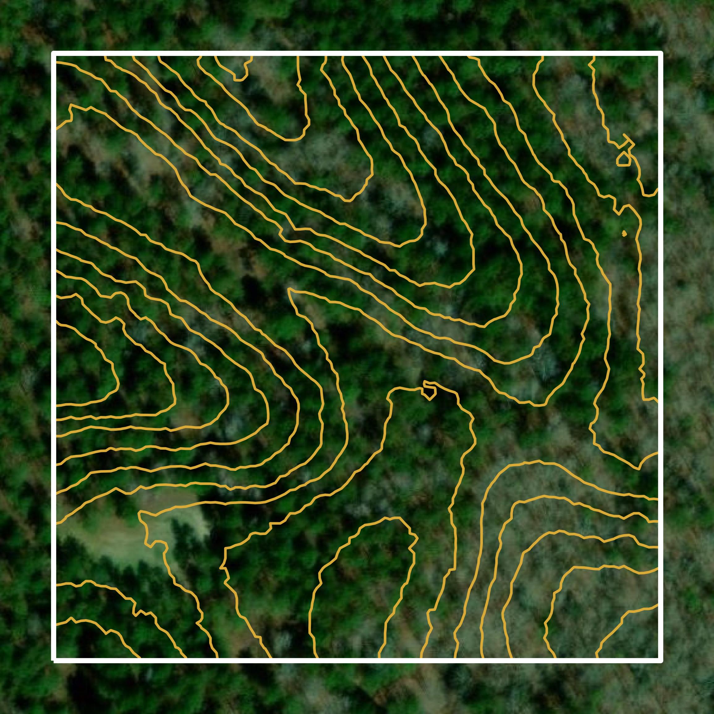 This image shows a contour map in Macon County created using GIS data in Equator.