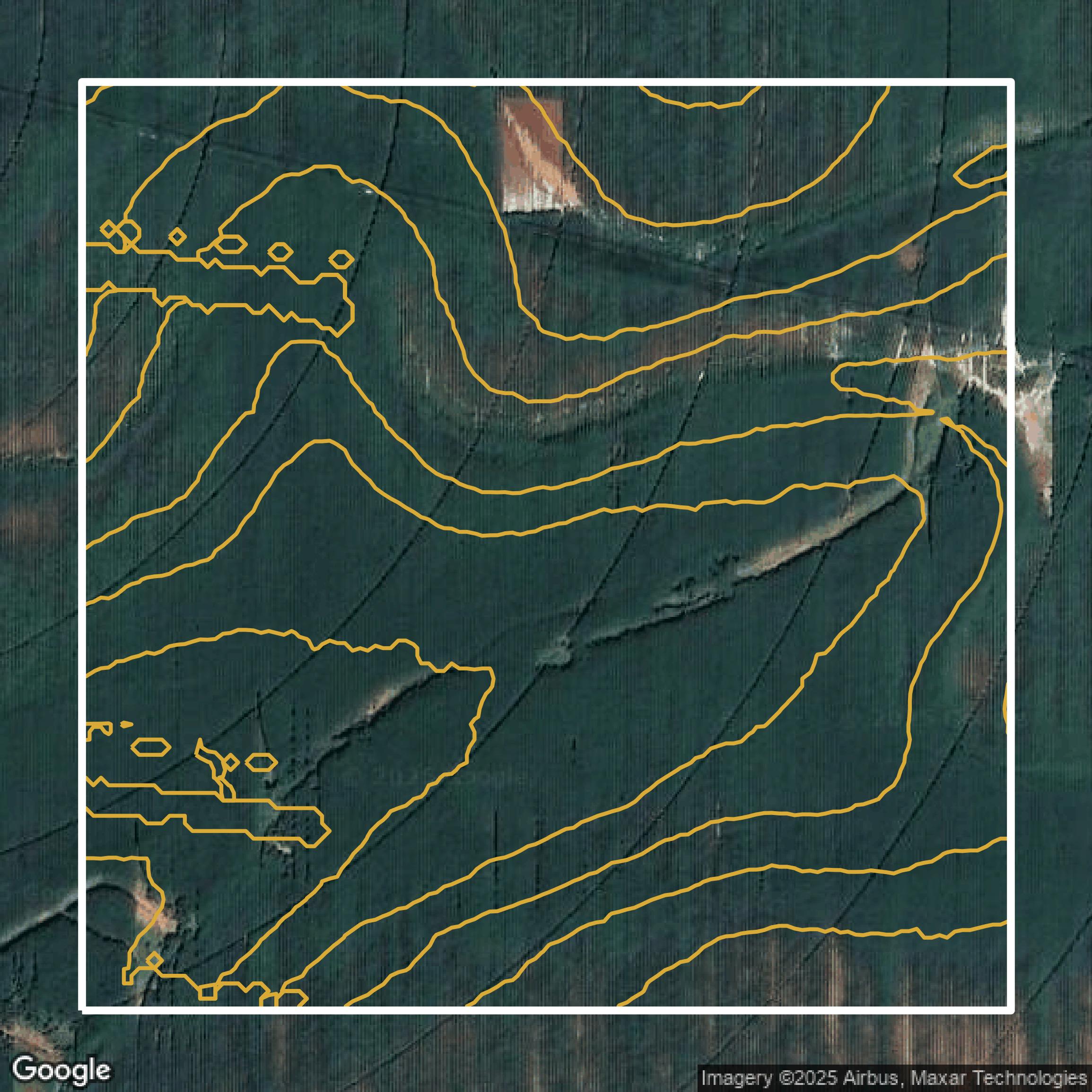 This image shows a contour map in Madison County created using GIS data in Equator.