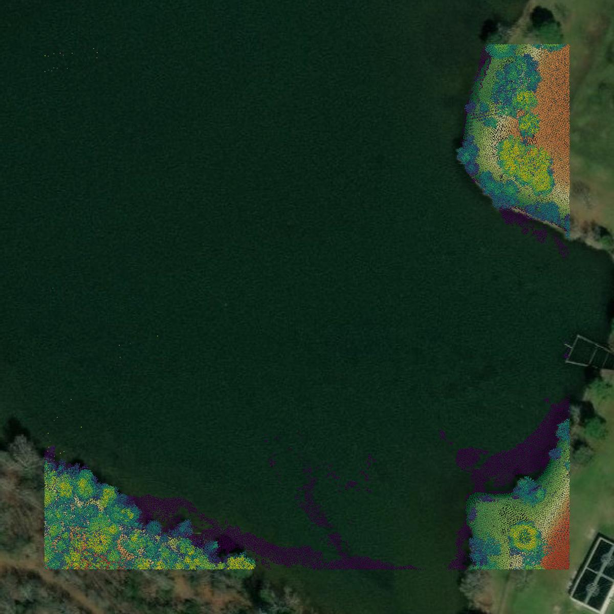 This image shows a LiDAR point cloud in Marshall County created using GIS data in Equator.
