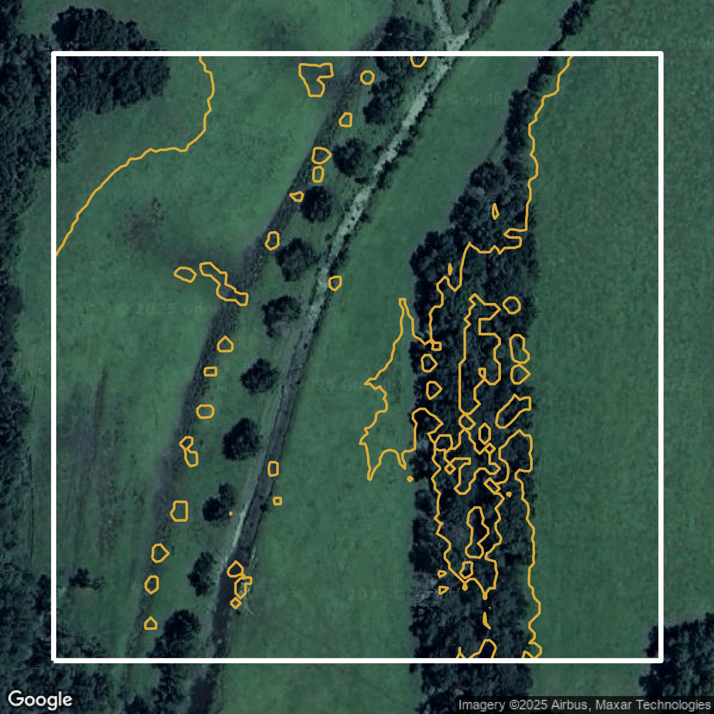 This image shows a contour map in Mobile County created using GIS data in Equator.