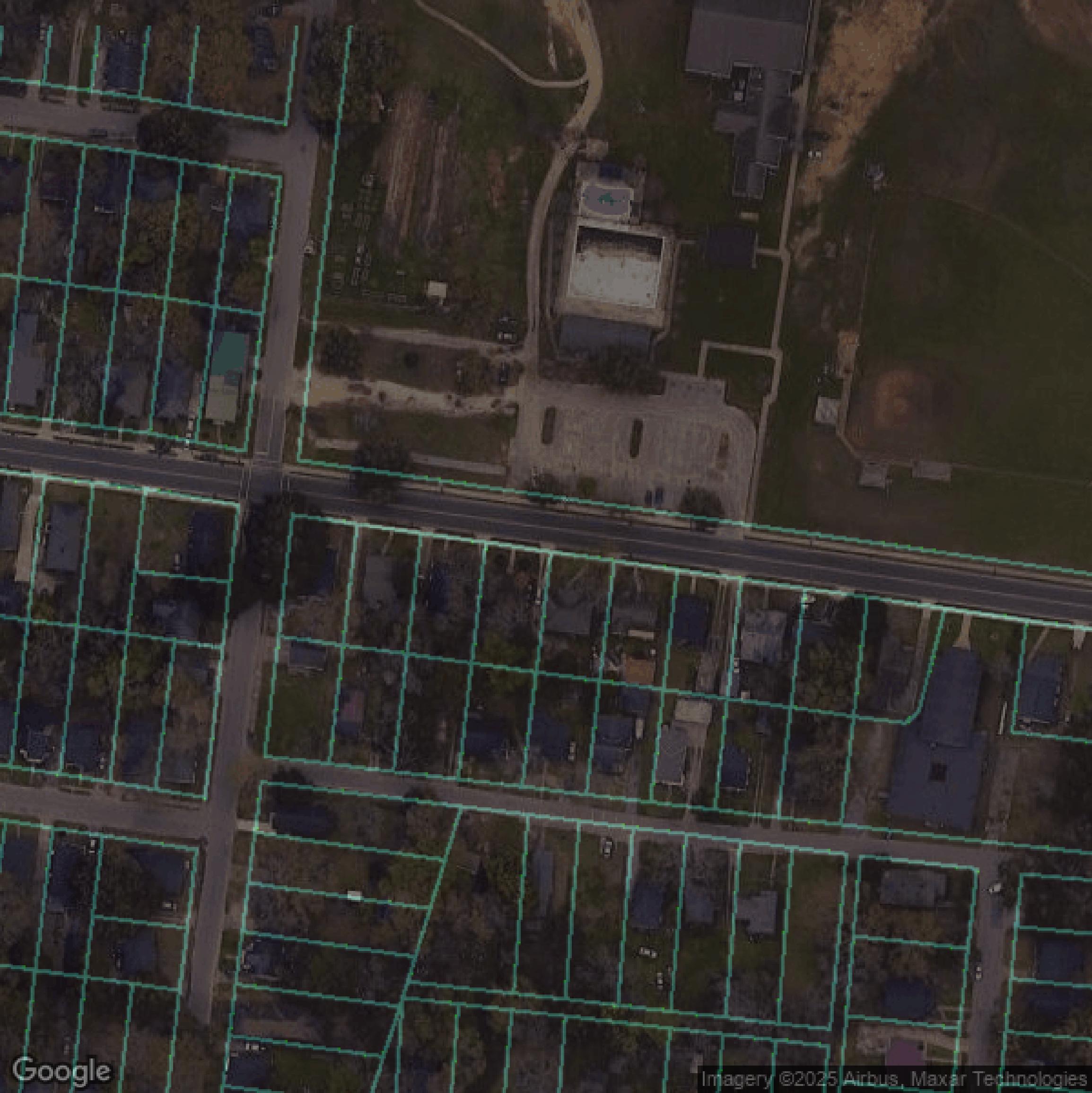 This image shows parcel data in Mobile County created using GIS data in Equator.