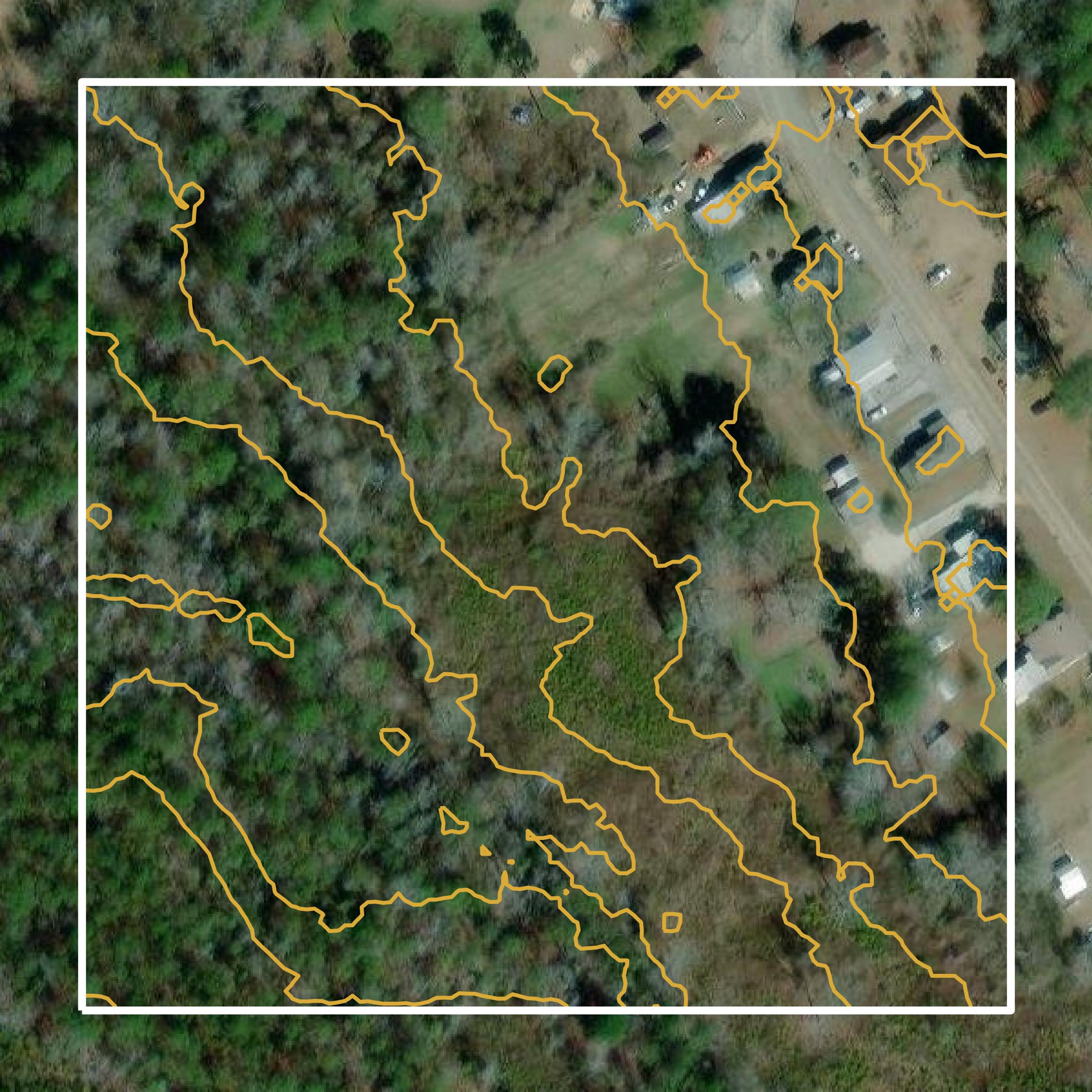 This image shows a contour map in Monroe County created using GIS data in Equator.