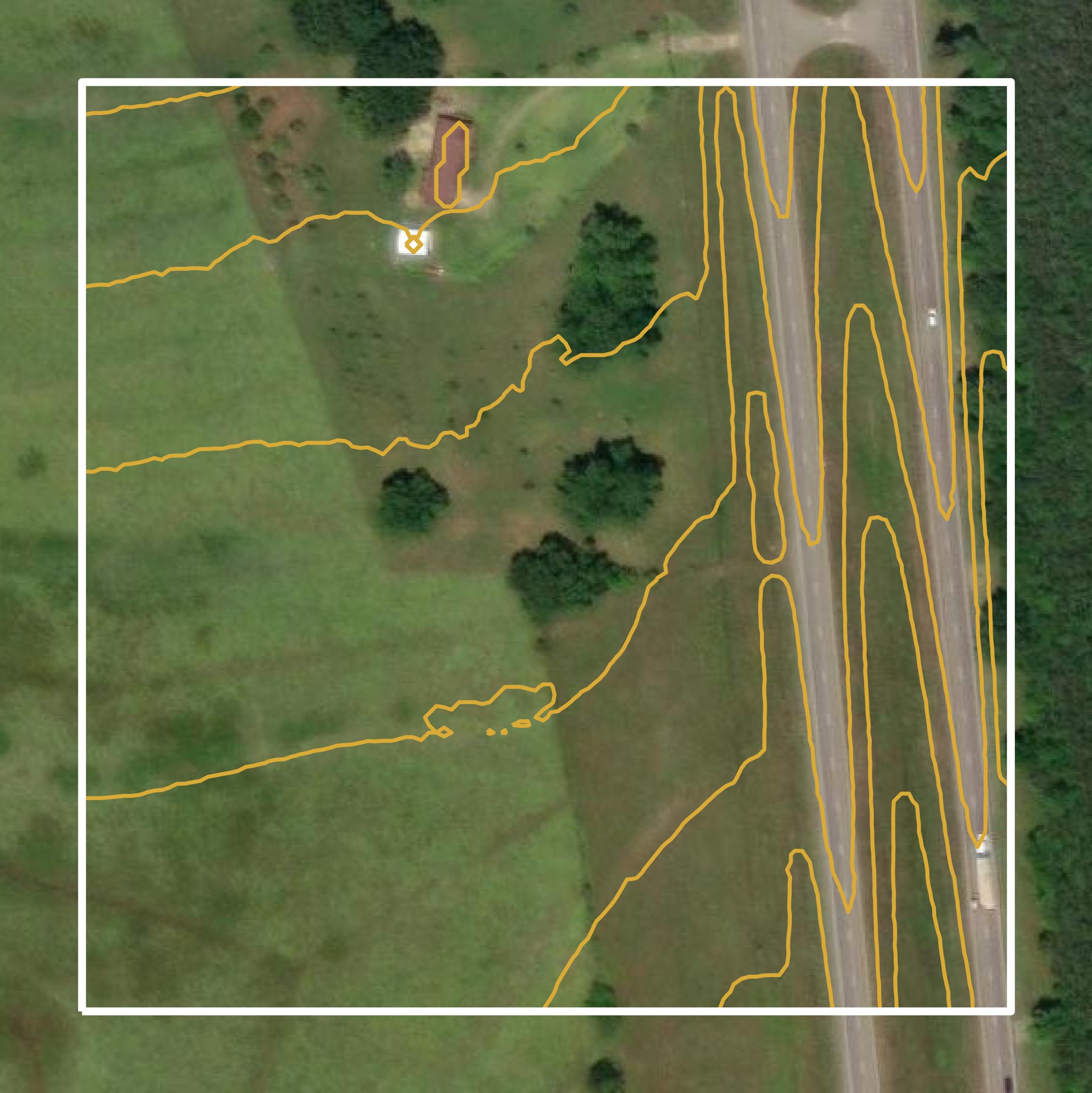 This image shows a contour map in Montgomery County created using GIS data in Equator.